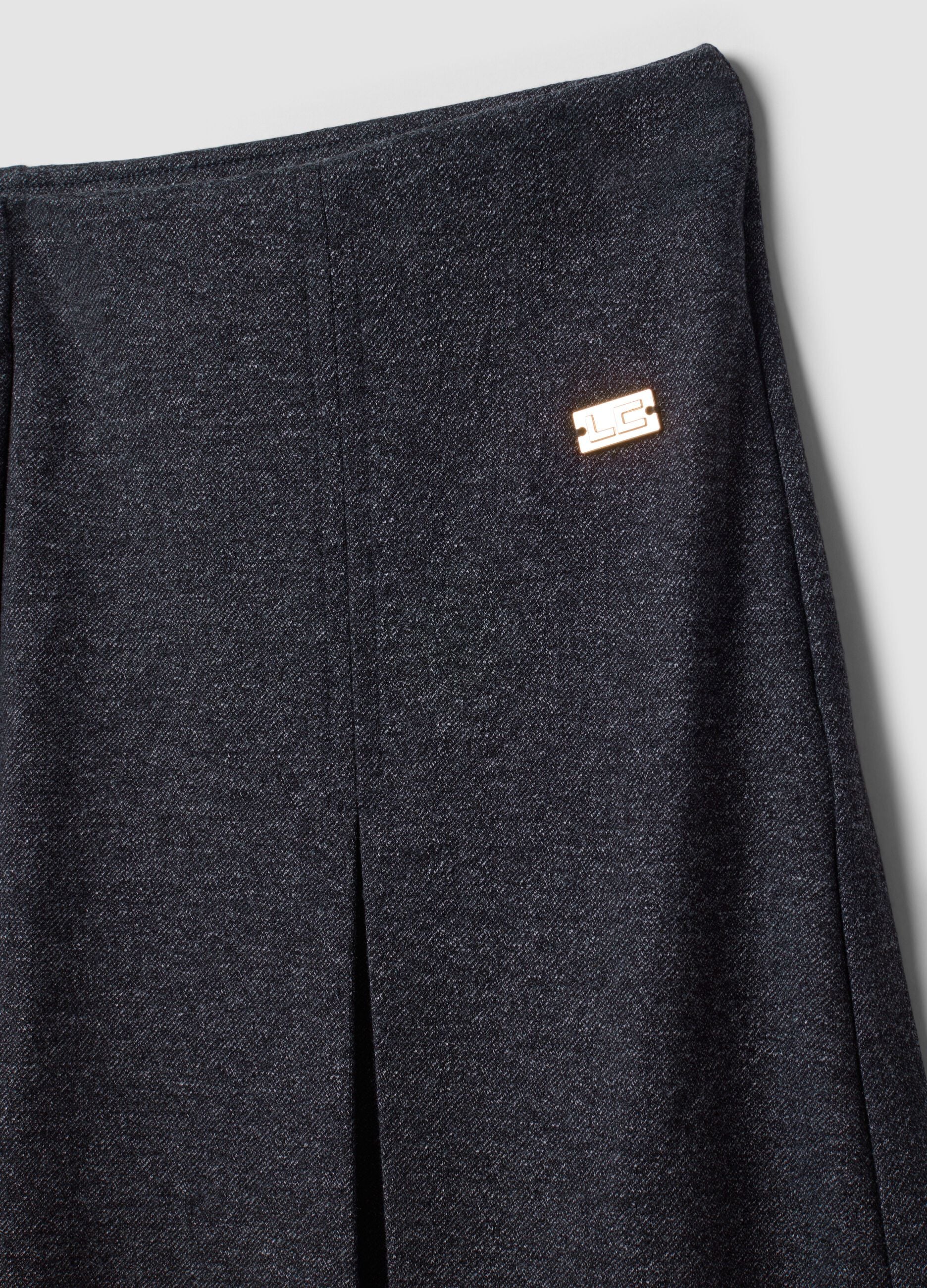 Grey formal stretch-viscose trousers with a baggy fit