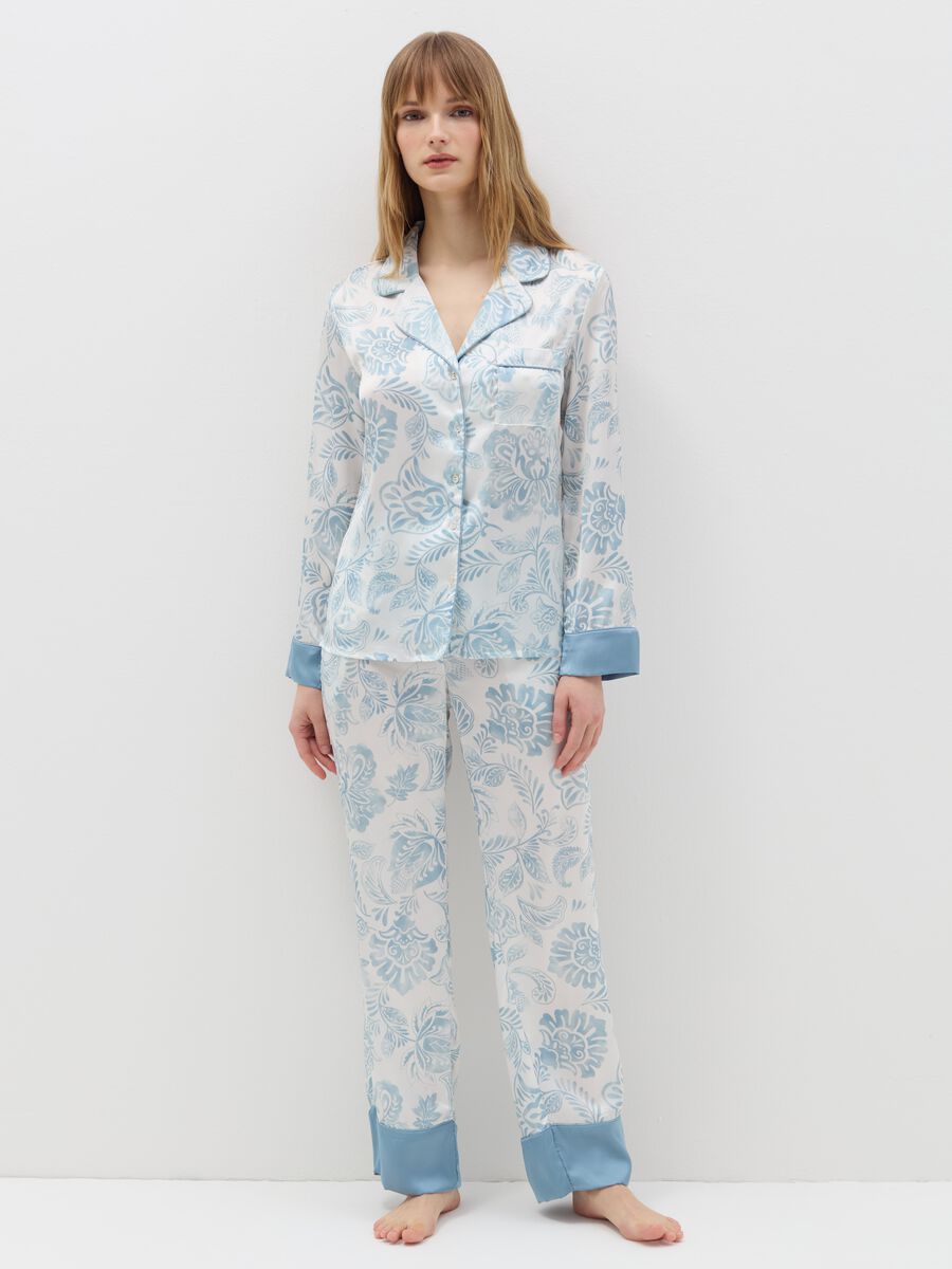 Pyjama trousers in floral satin_0