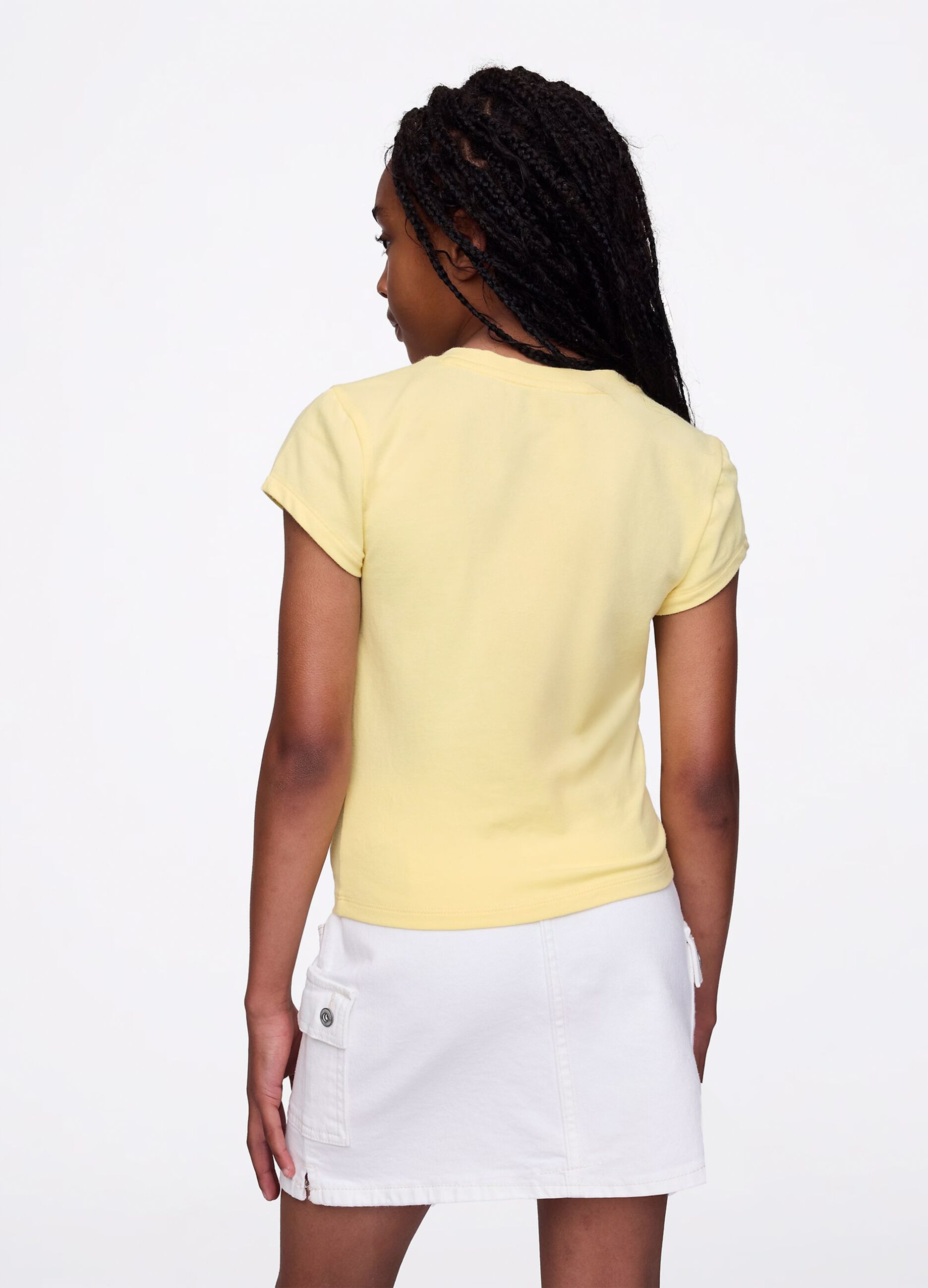Yellow T-shirt in stretch cotton