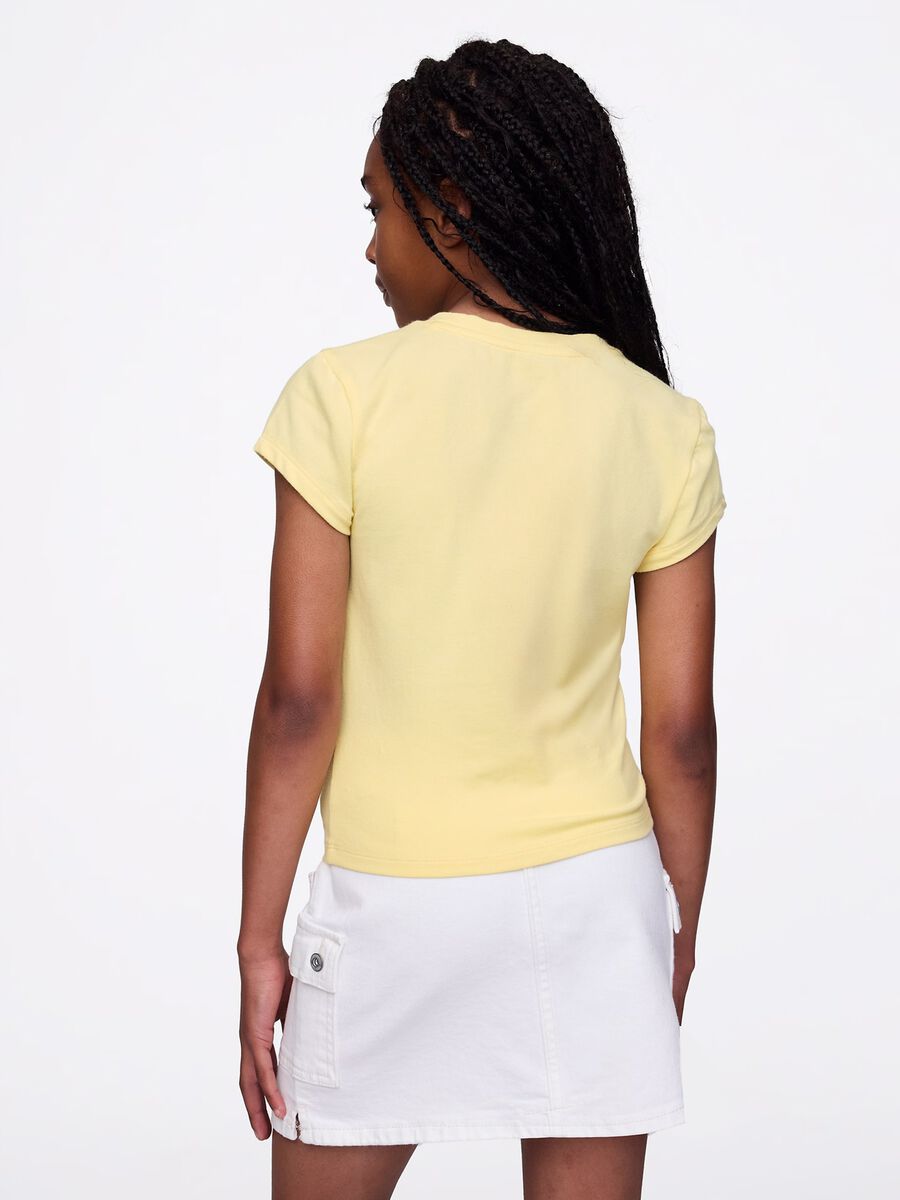 Yellow T-shirt in stretch cotton_1