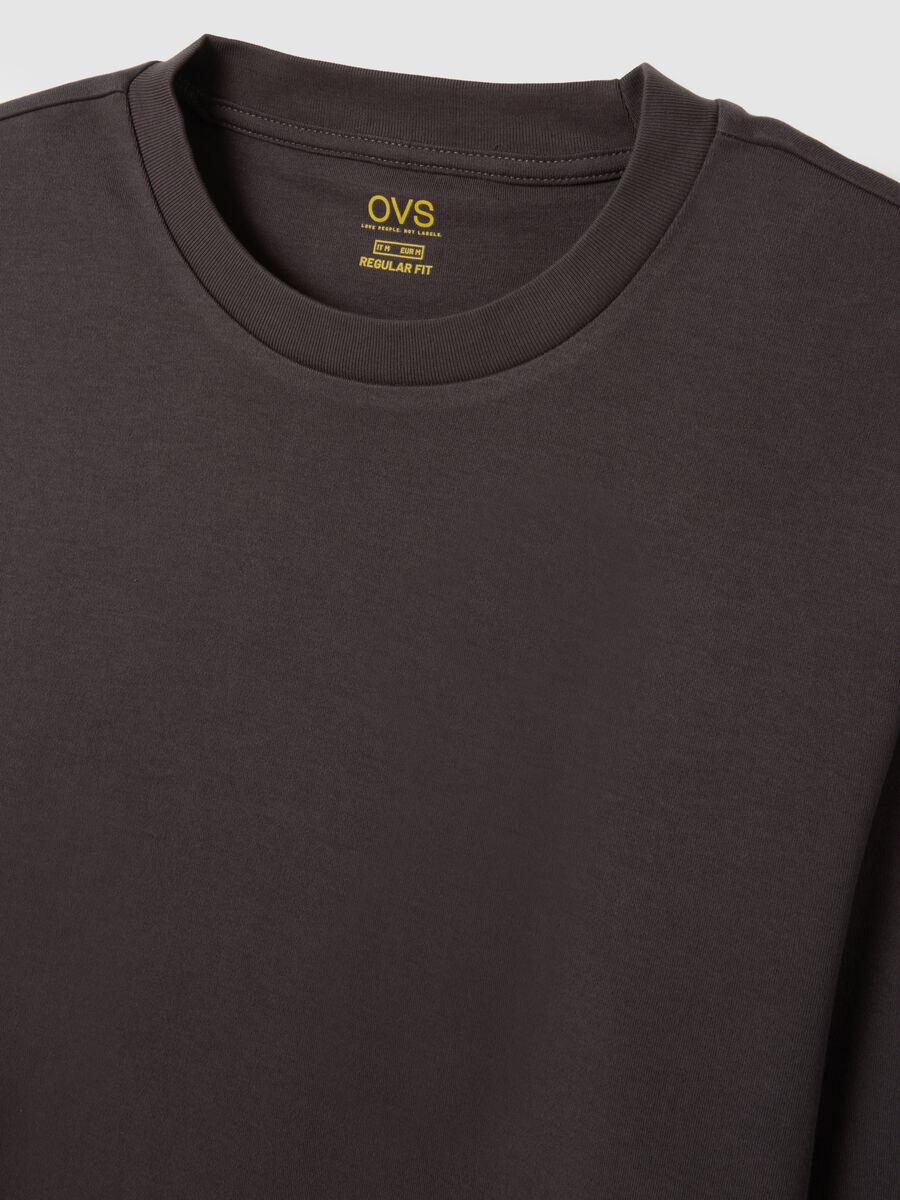 T-shirt in puro cotone marrone regular fit_1