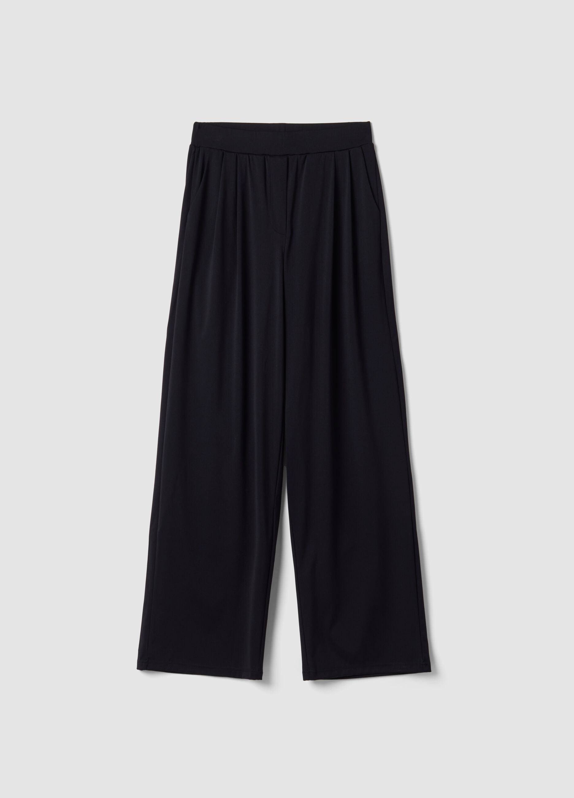 Pantaloni Easy Dry neri in tessuto elasticizzato wide leg ALTAVIA STUDIO