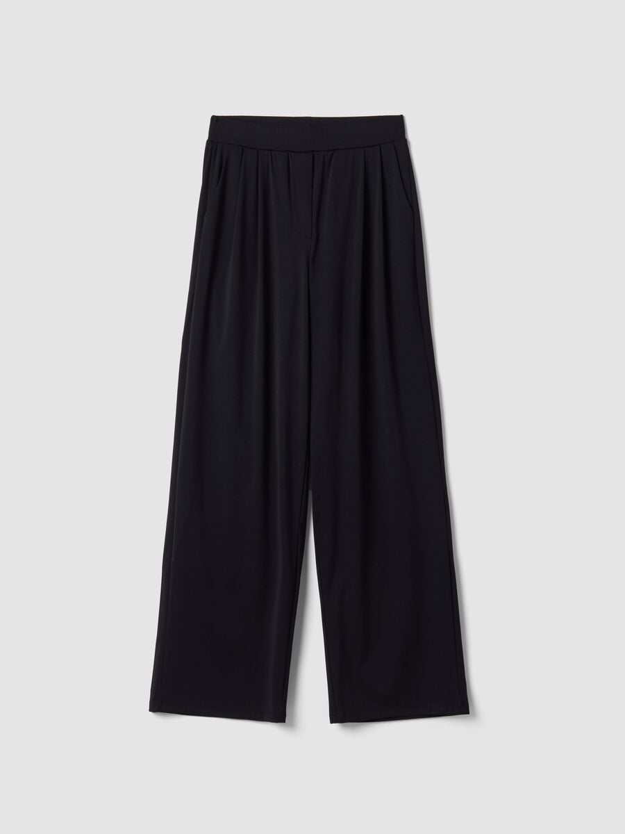 Pantaloni Easy Dry neri in tessuto elasticizzato wide leg ALTAVIA STUDIO_4