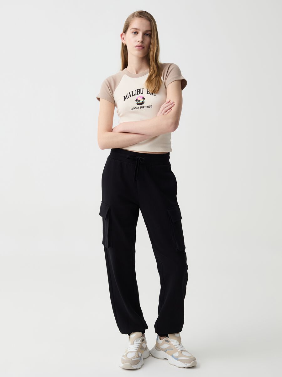 Cargo joggers in fleece with drawstring_0