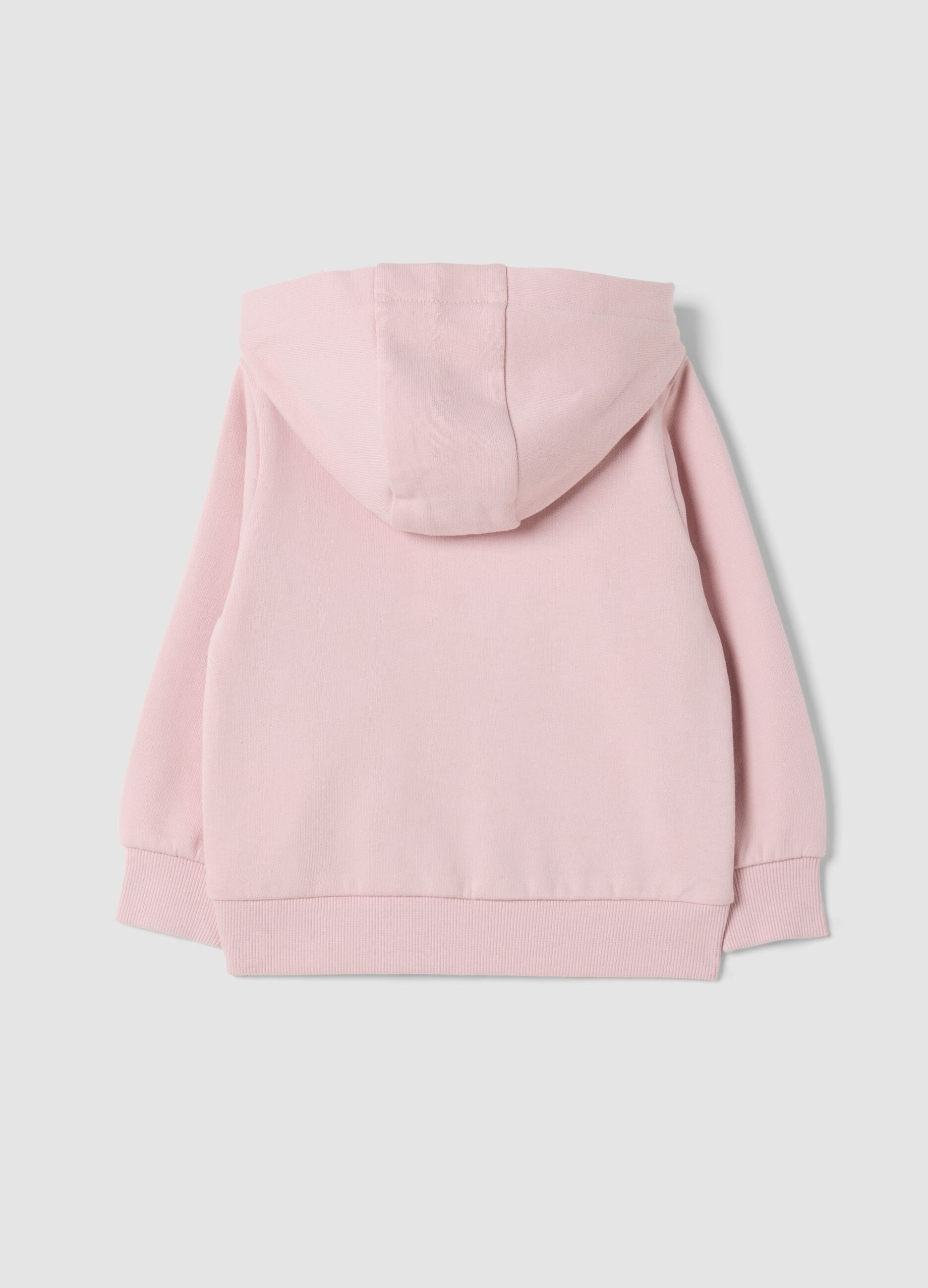 Light pink hooded sweatshirt in pure organic cotton