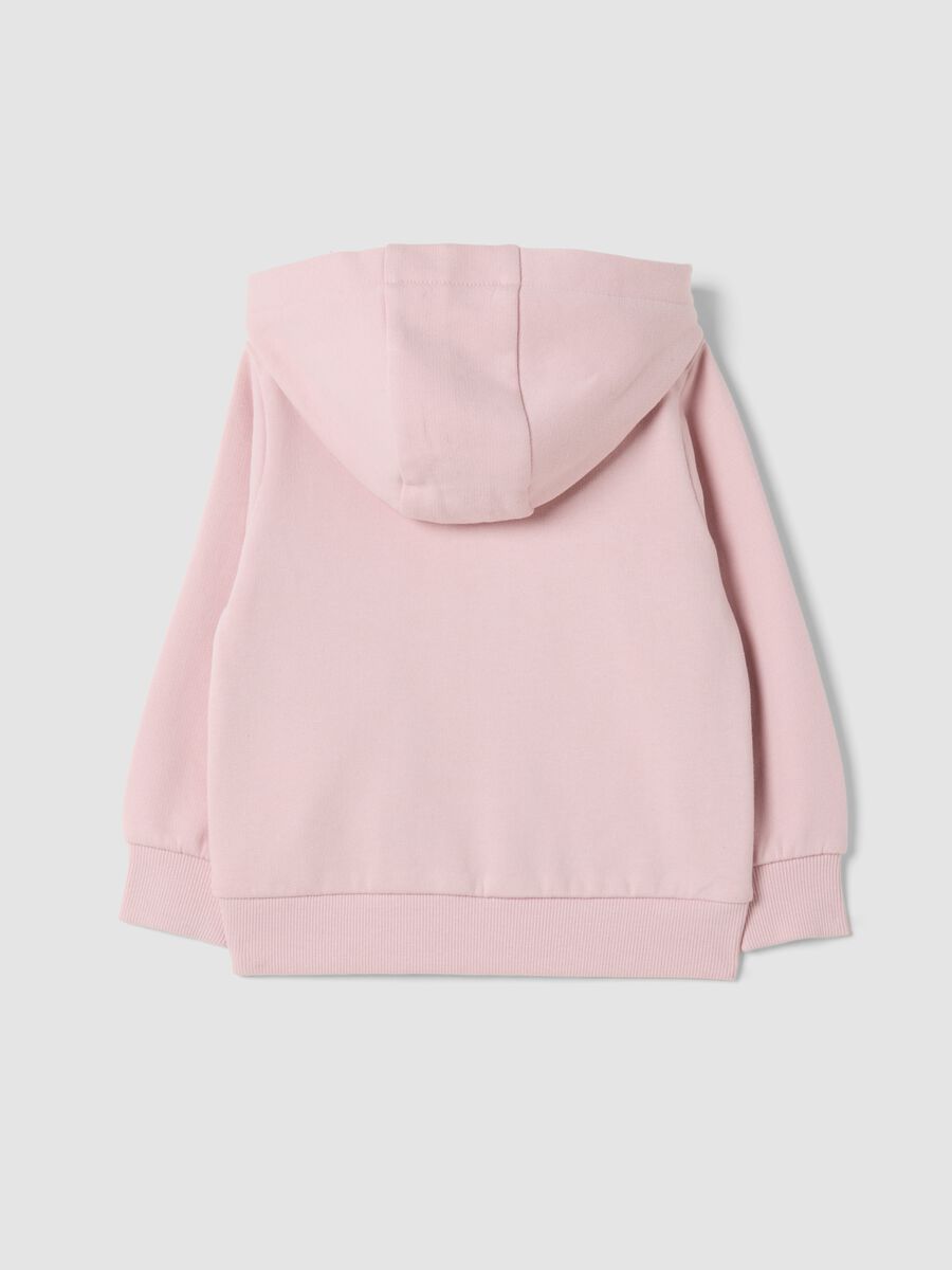 Felpa rosa chiaro con cappuccio e girocollo in puro cotone organico_1