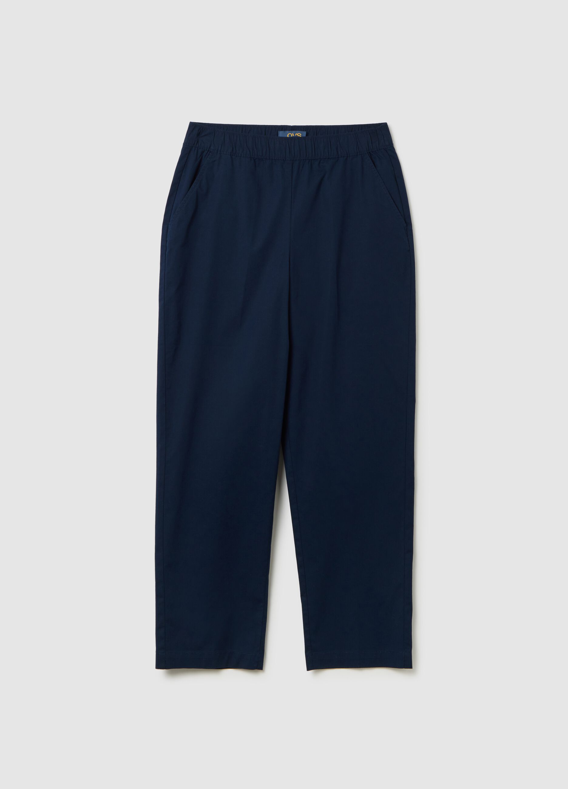 Pantaloni da donna in cotone elasticizzato blu regular fit
