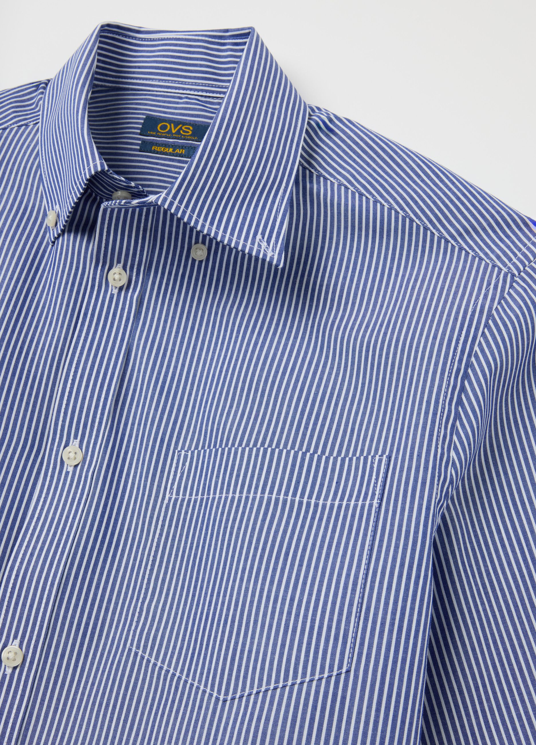 Men's multicolour cotton blend shirt regular fit with button-down collar
