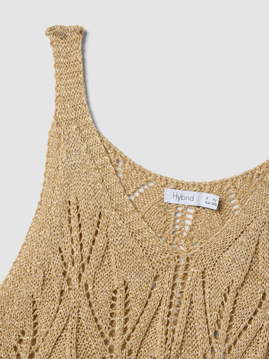 Beige open-knit viscose-blend top, regular fit_5