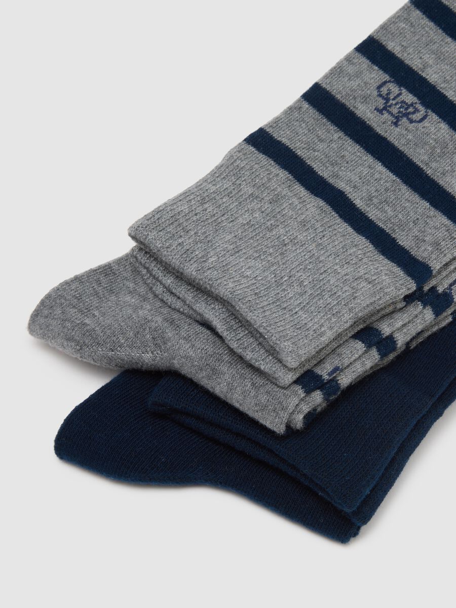 Multicolour stretch cotton long socks multipack with stripes_1