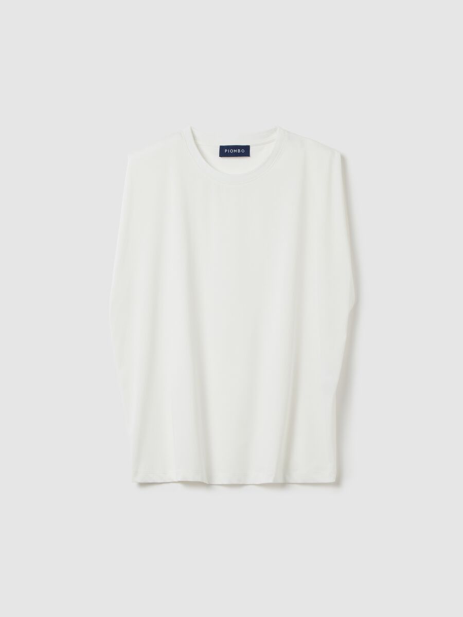 White short-sleeve cotton blend T-shirt_4