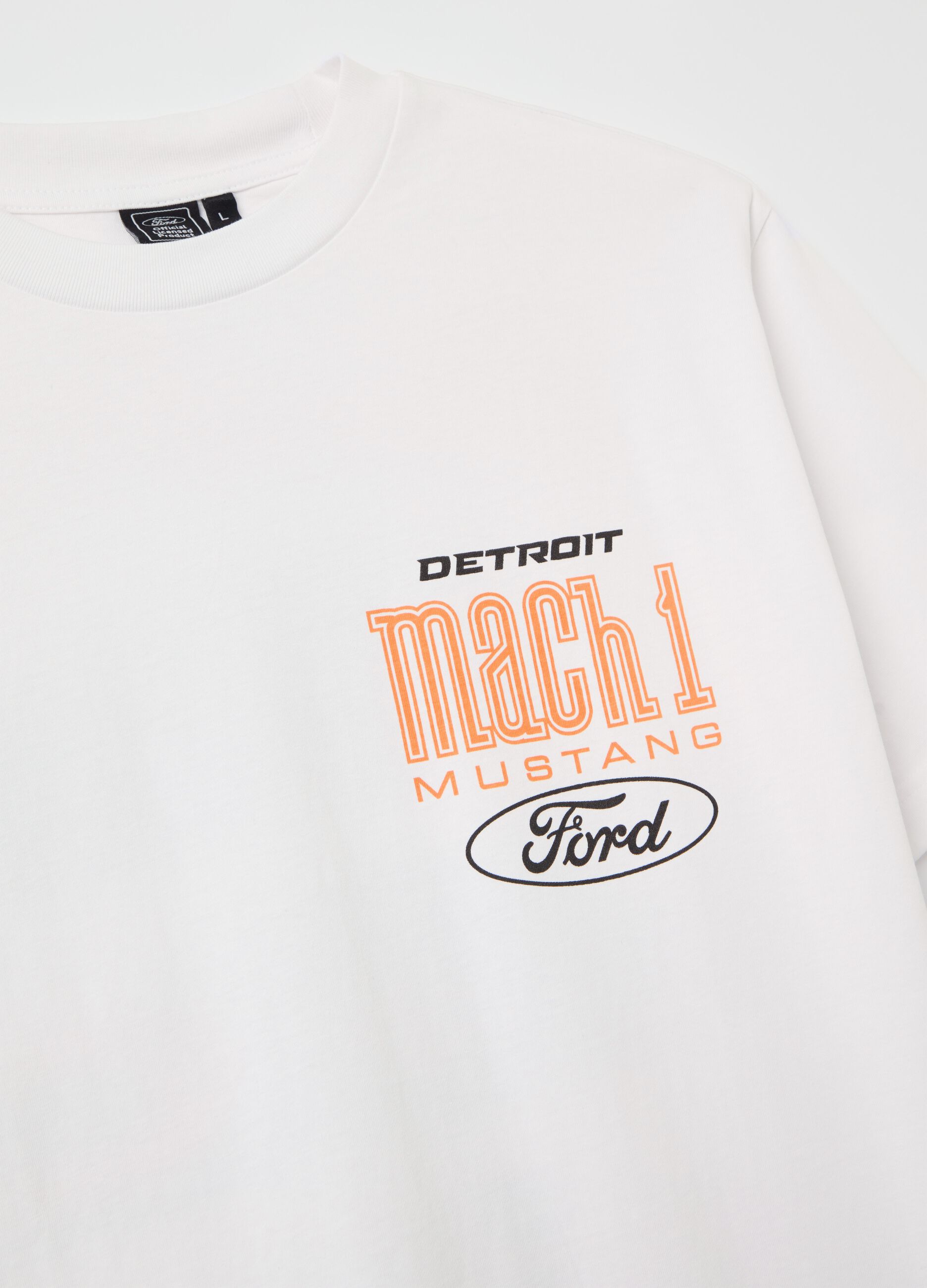 Cotton T-shirt with "Mach 1 Ford Mustang" print