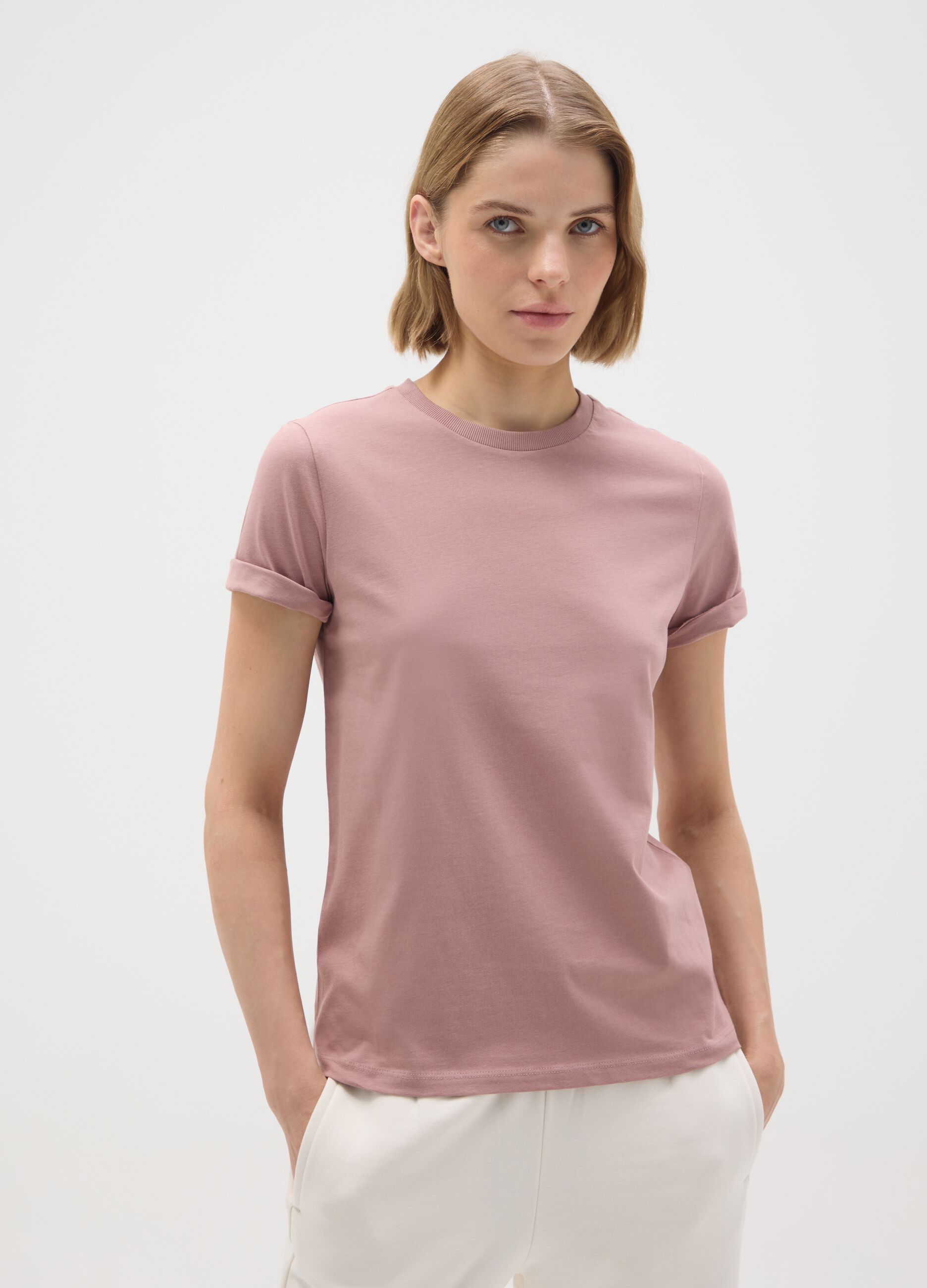 Pink regular fit pure cotton t-shirt