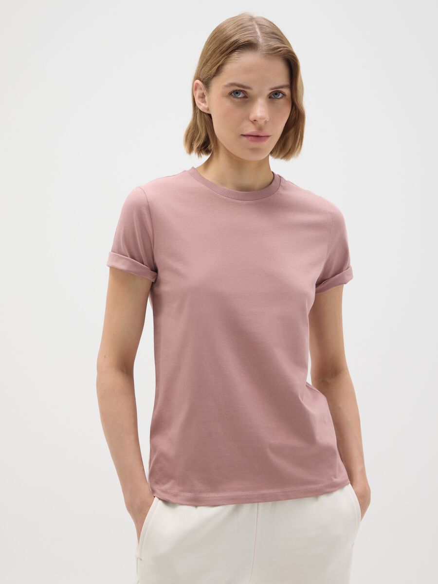 Pink regular fit pure cotton t-shirt_0
