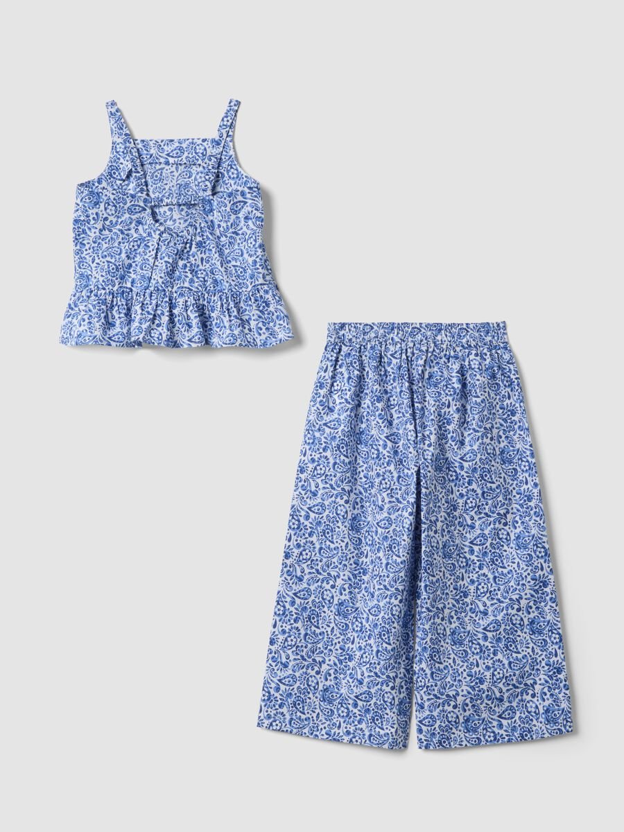 Blue pure cotton set with top and trousers_1