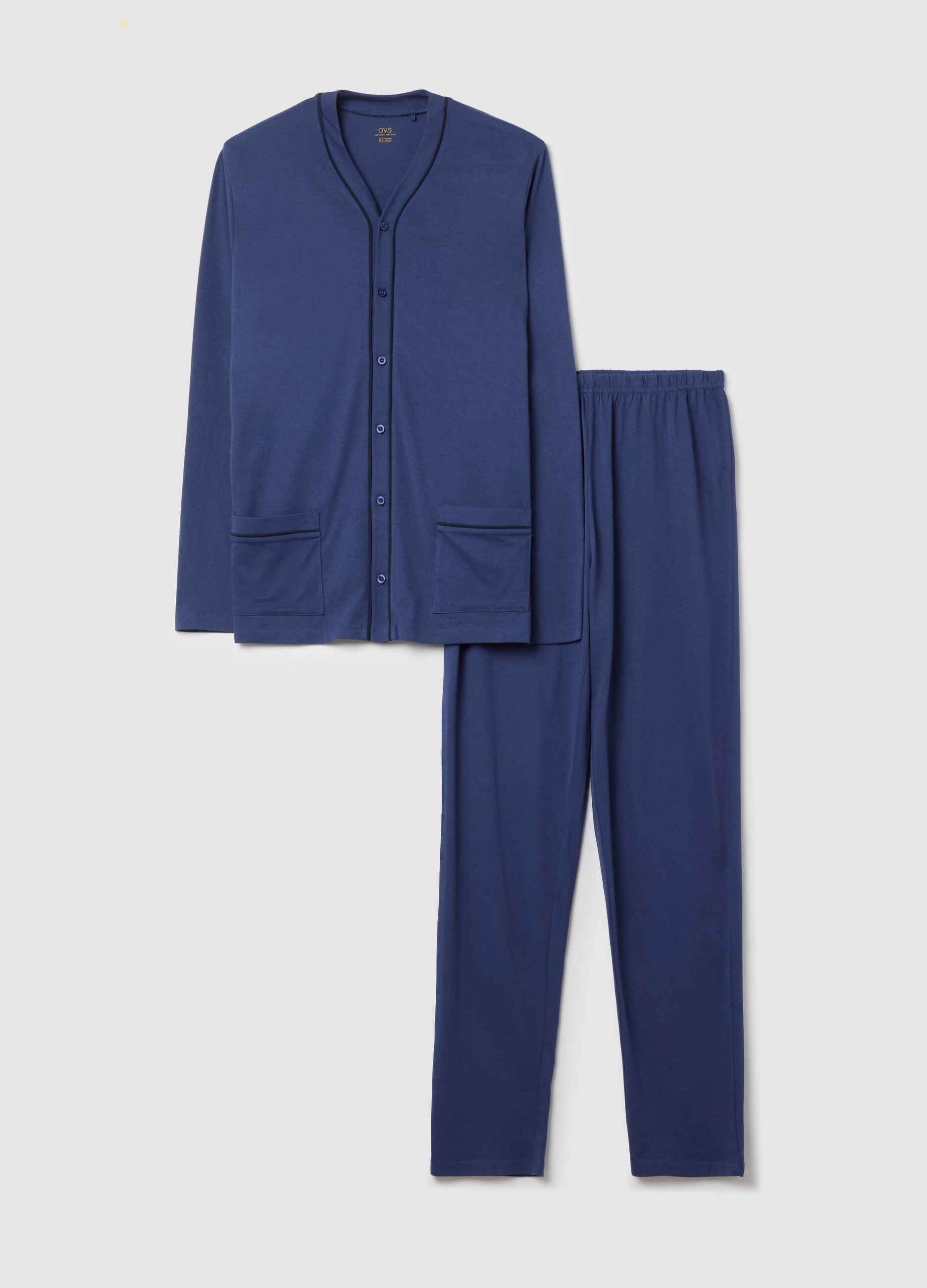 Cotton pyjamas with contrasting piping