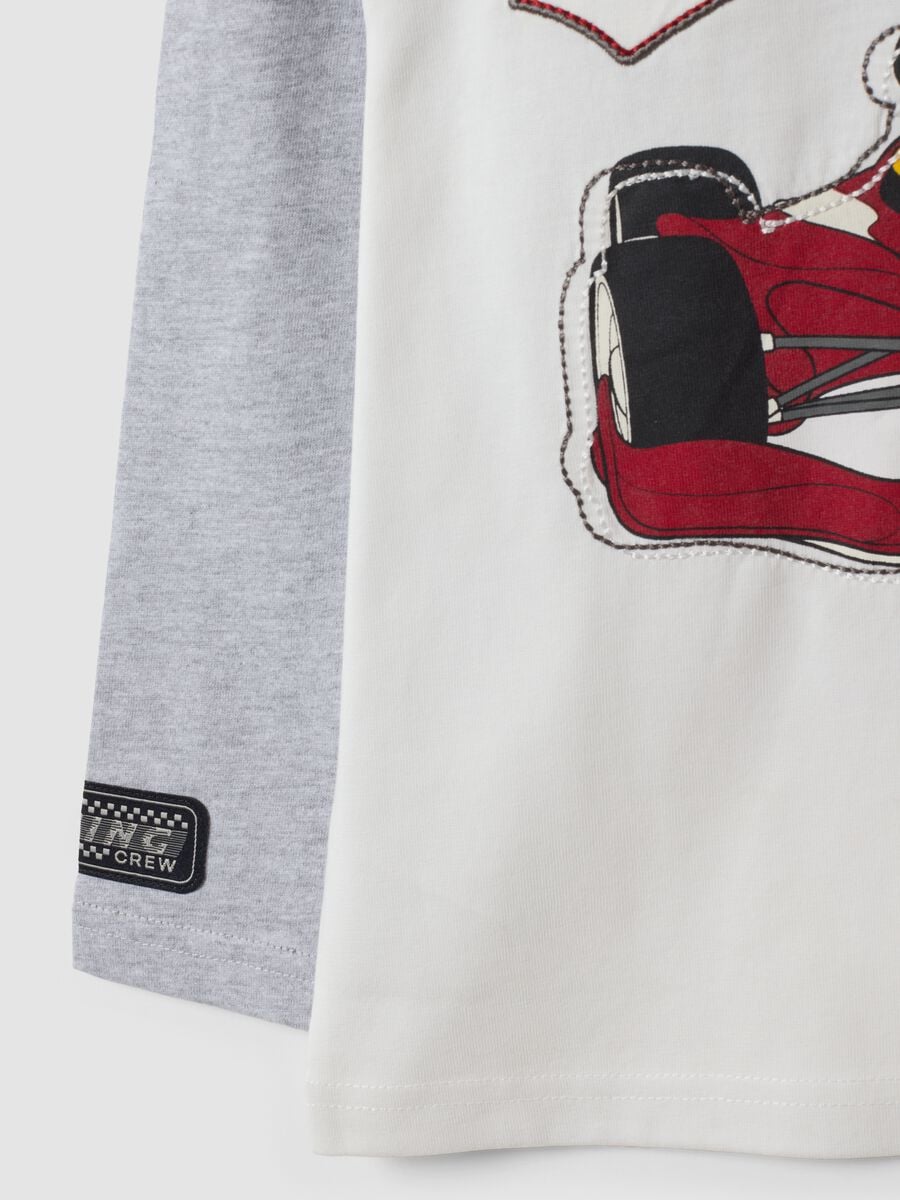 T-shirt grigia in puro cotone con girocollo e stampa Mickey per bambino_3