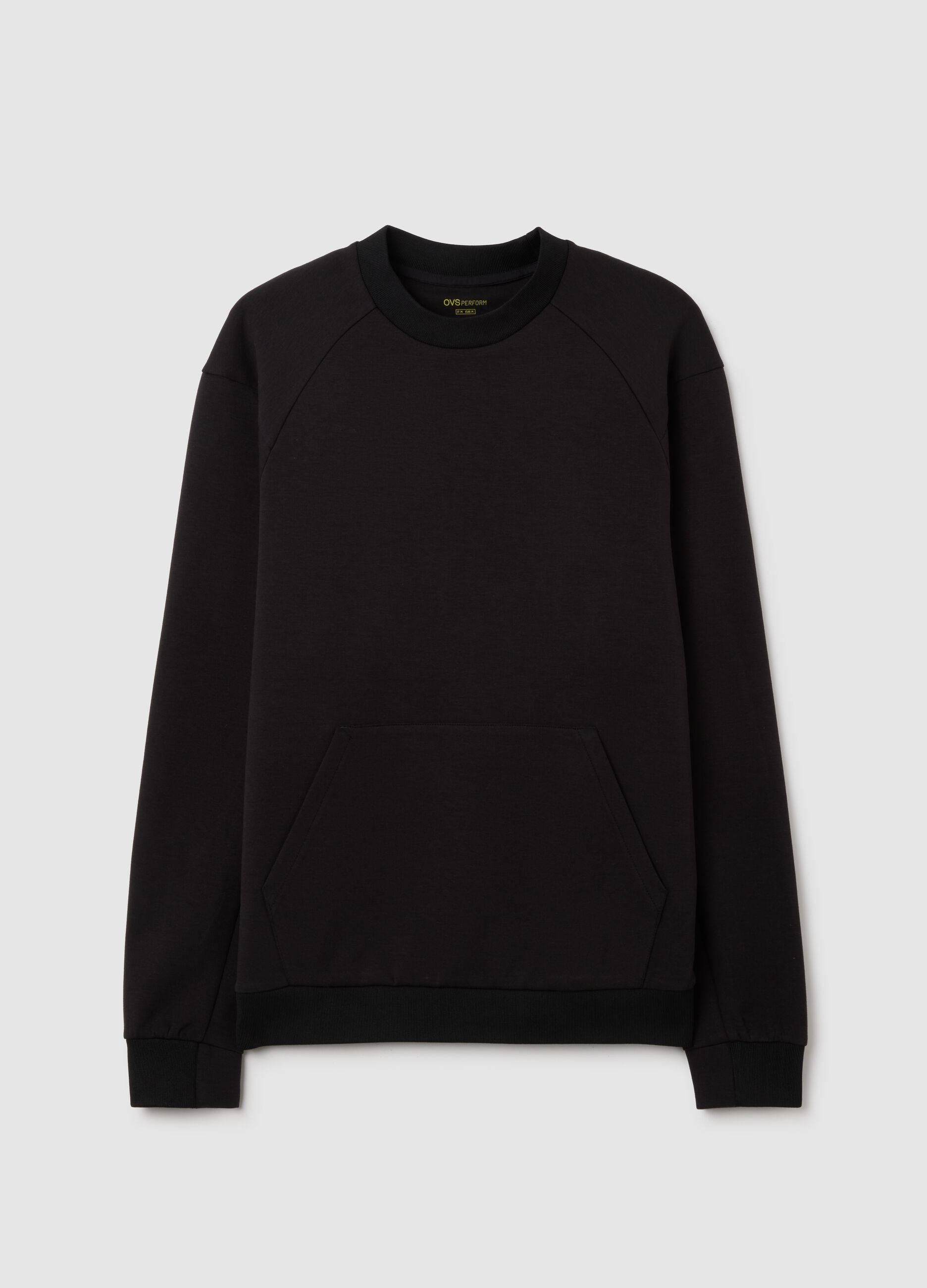 Black cotton blend sweatshirt with front pocket