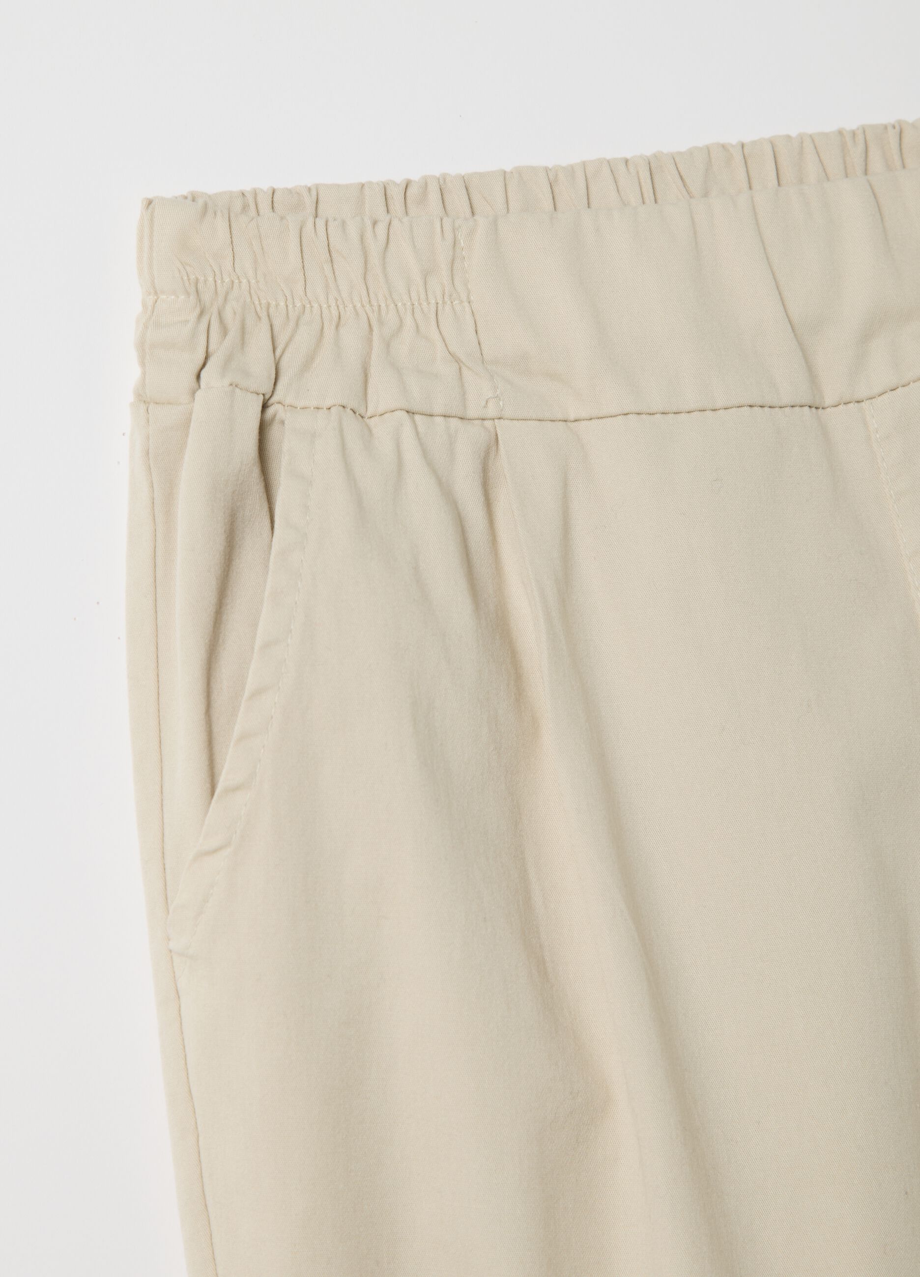 Beige cigarette trousers with elastic waistband