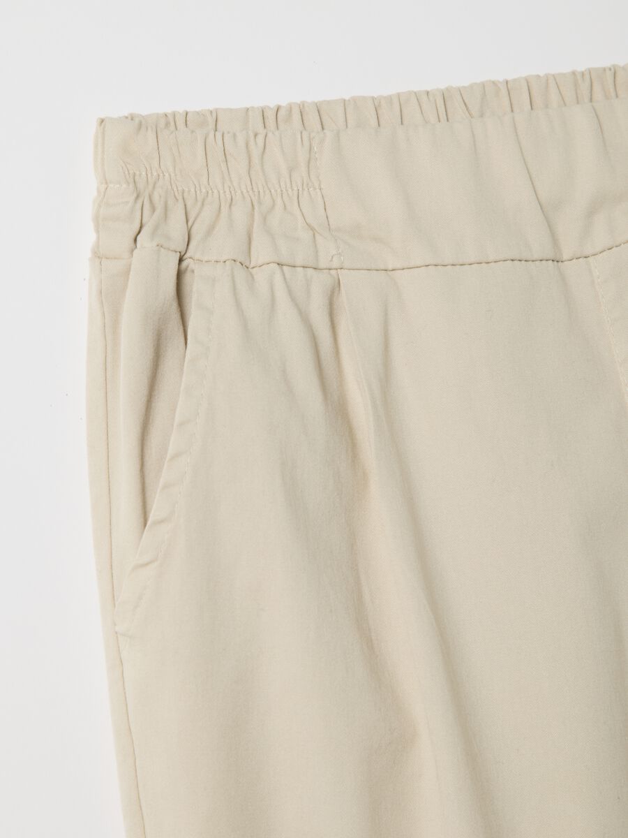 Beige cigarette trousers with elastic waistband_5