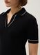 Black viscose blend slim fit polo with contrast stitching_3