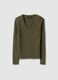 Green pure cotton regular fit pullover with cable knit_0