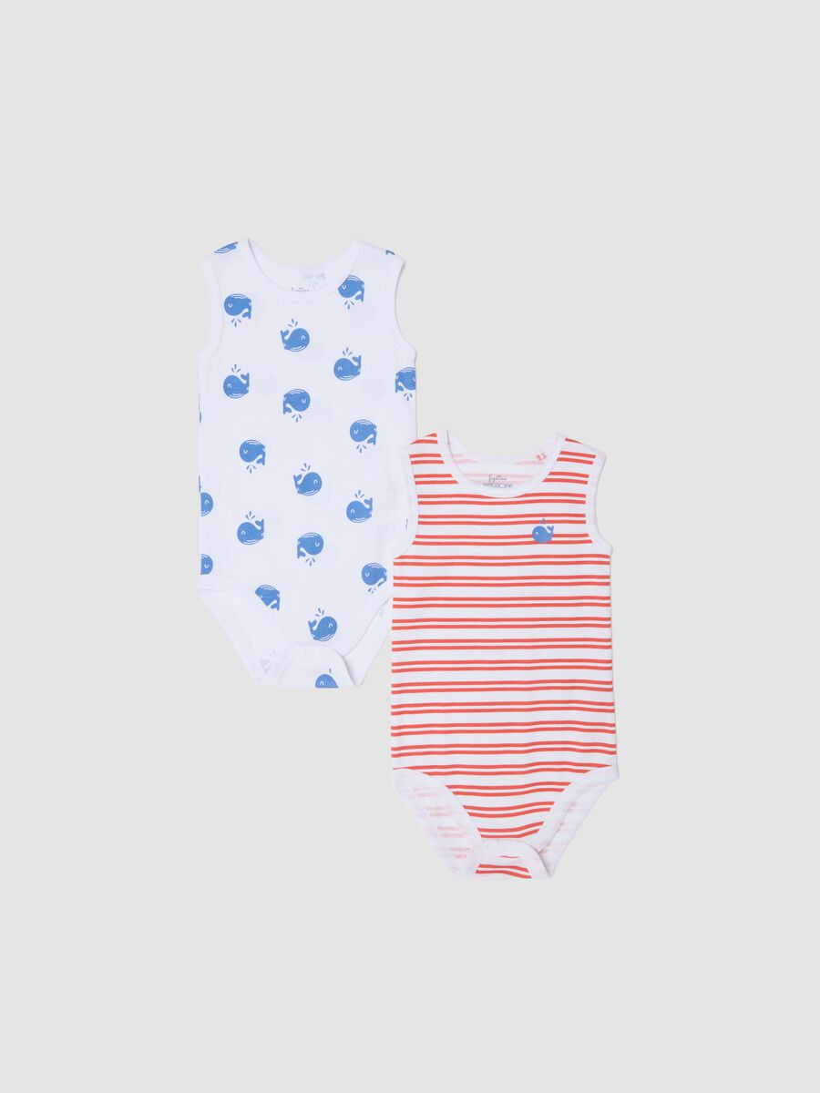 Bipack di body smanicati multicolor in puro cotone organico_0