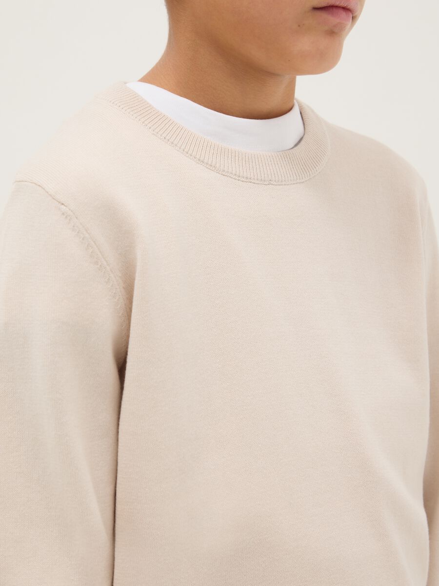 Pullover in puro cotone beige regular fit per bambino_2