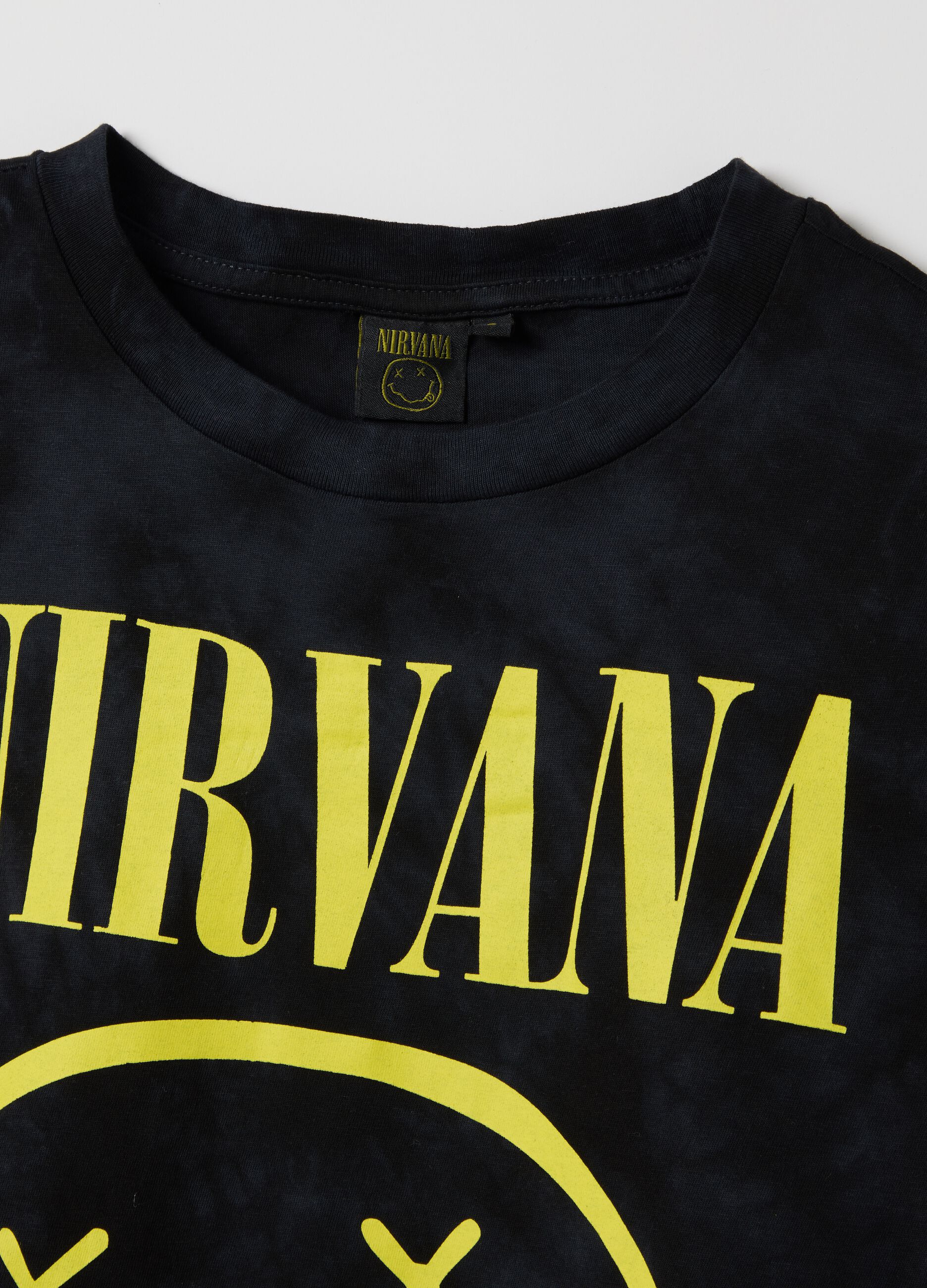 Black boxy-fit T-shirt with Nirvana print