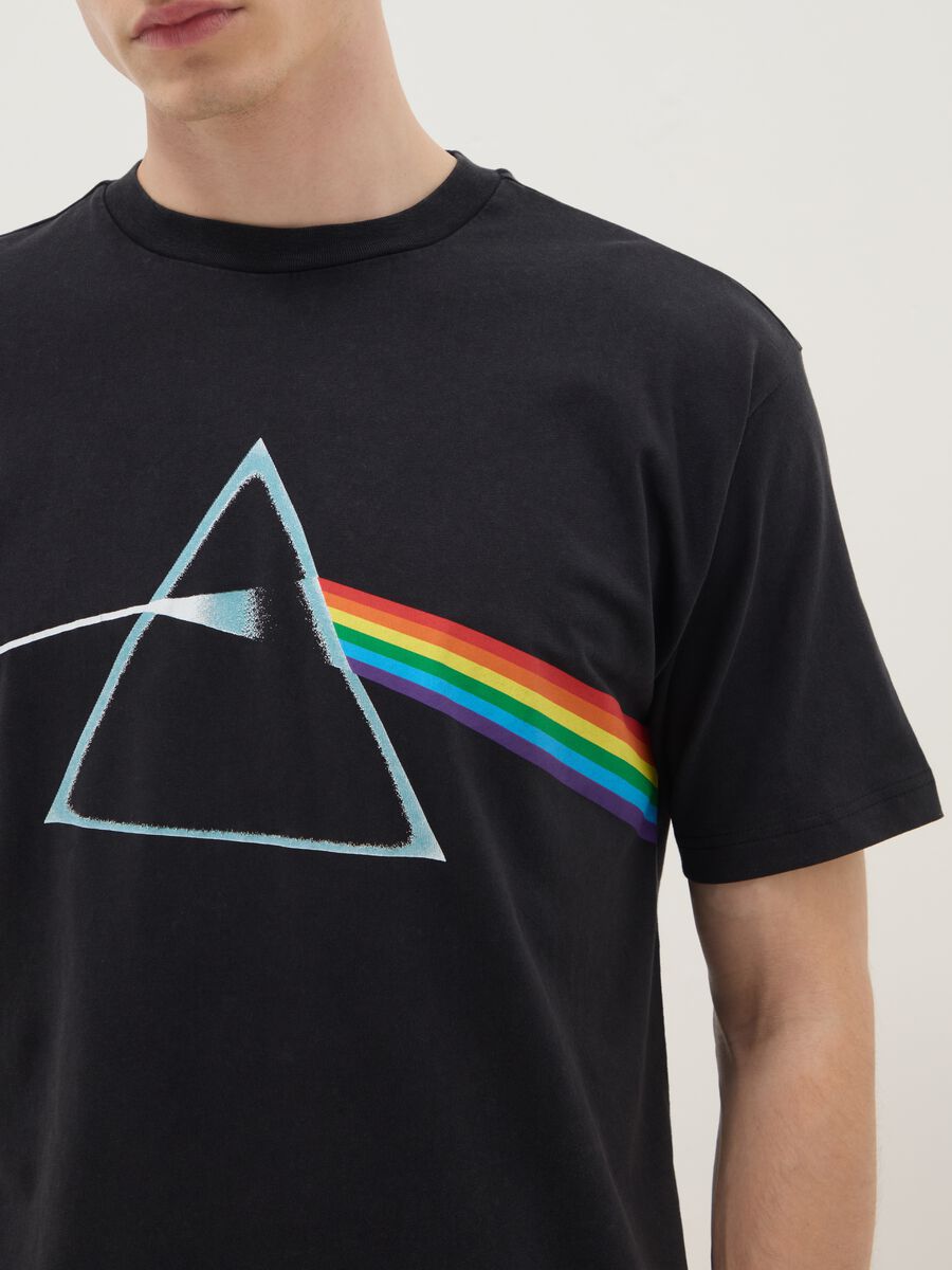 T-shirt in puro cotone nero regular fit con stampa Pink Floyd_3