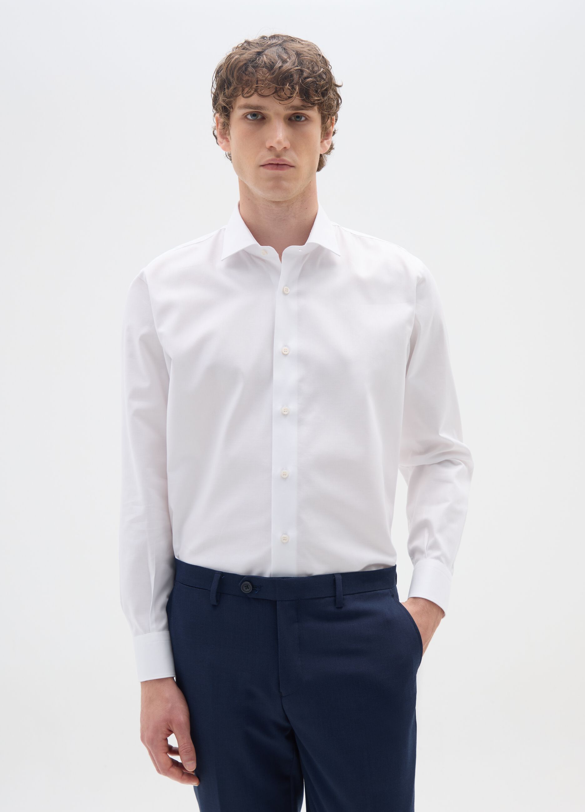 White pure cotton shirt regular fit easy iron
