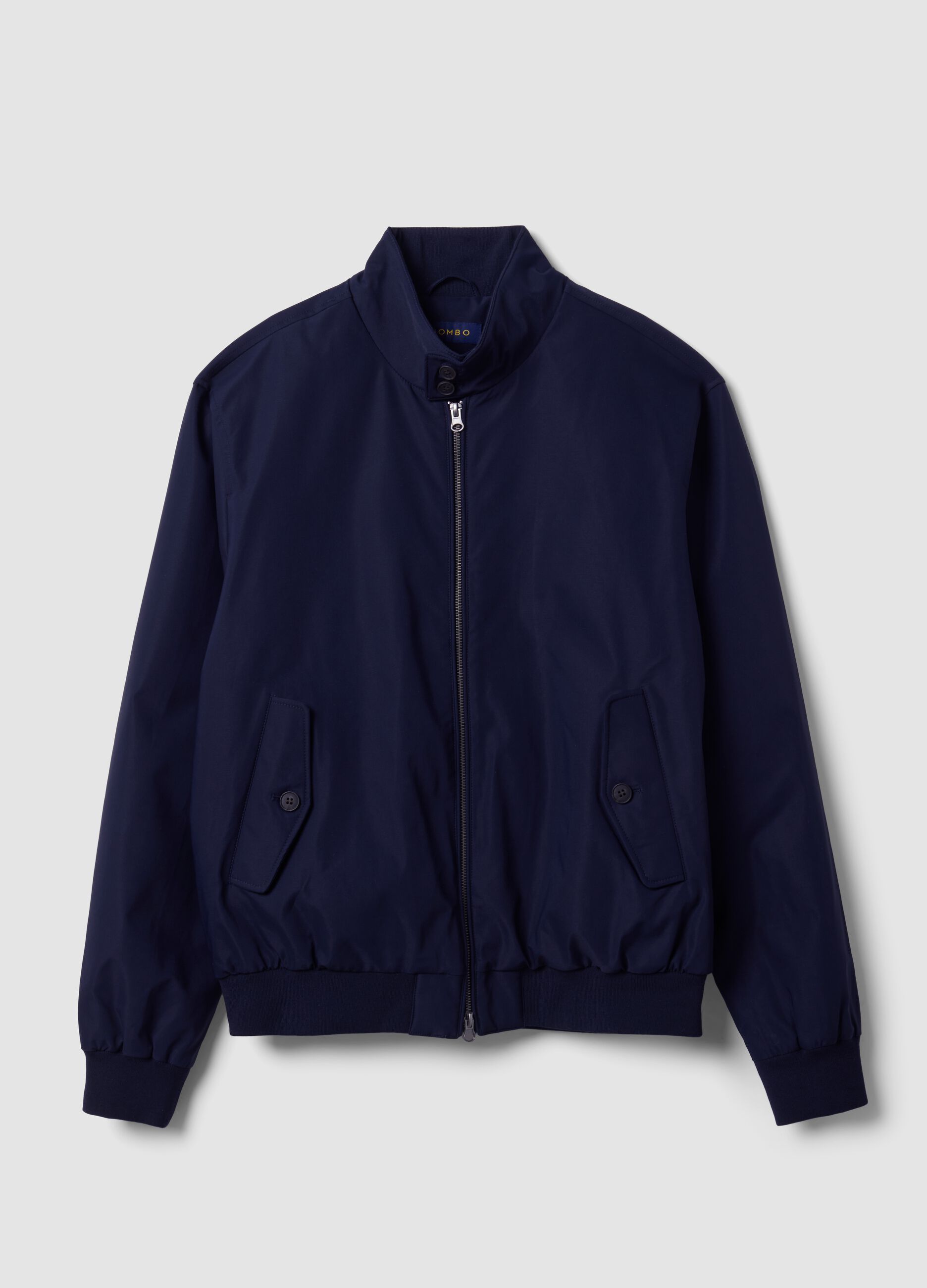 Navy padded jacket, regular fit, with zip and high neck