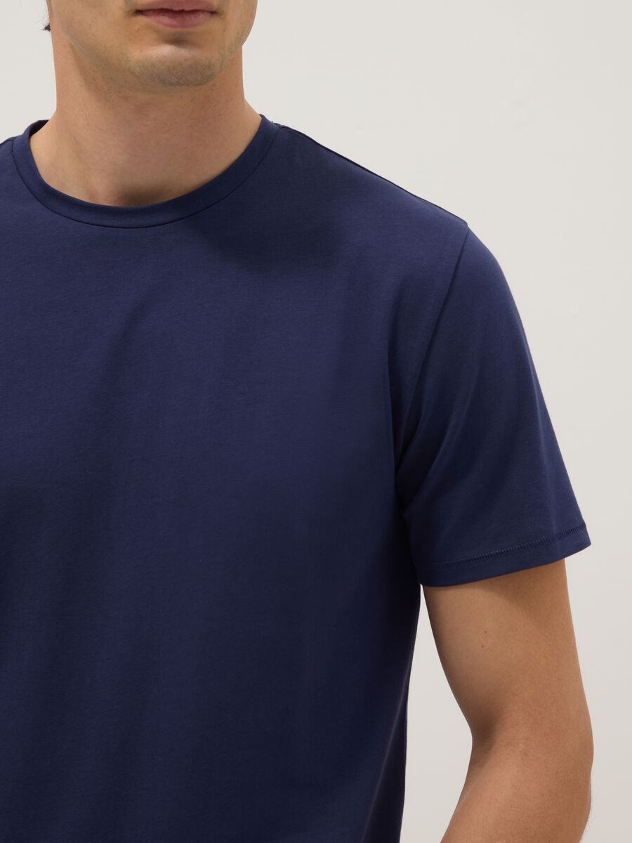 Blue Slim Fit Stretch Cotton T-Shirt_3