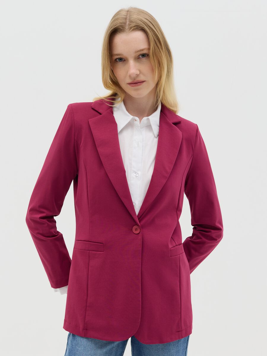 Fuchsia single-breasted blazer_0