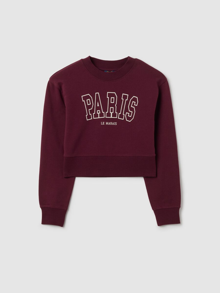 Felpa da ragazza in puro cotone rosso regular fit_3