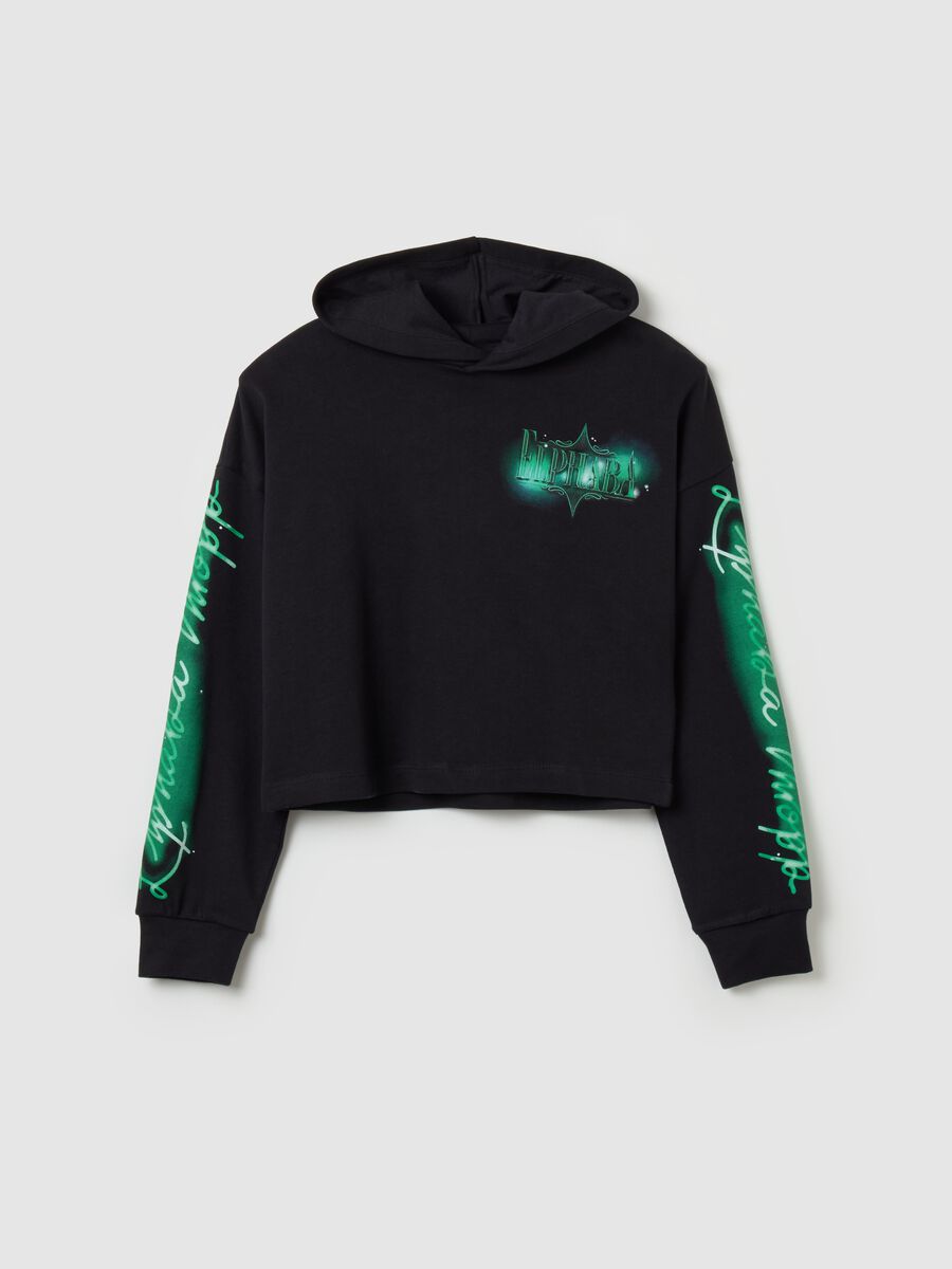 Boxy-fit sweatshirt with hood and Wicked print_3