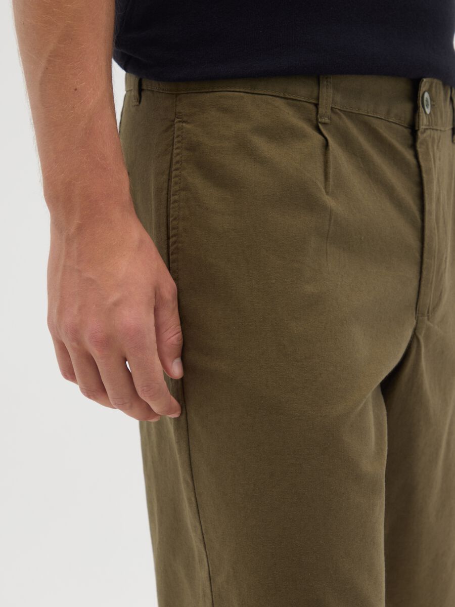 Men's Regular Fit Green Cotton Blend Shorts_3