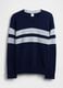 Blue Sweater with Stripes in Cotton_3