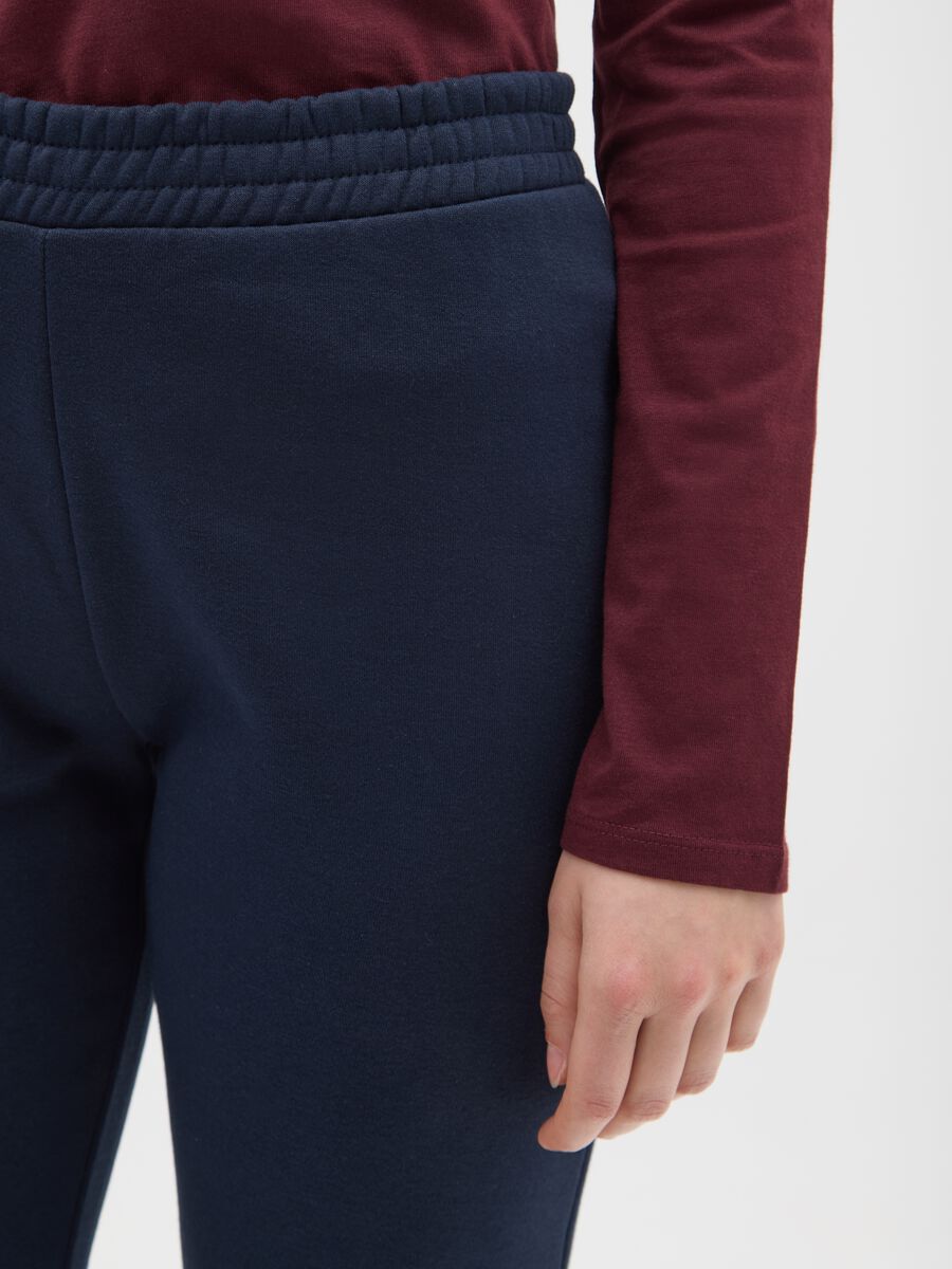 Pantaloni in misto cotone blu regular fit con vita elasticizzata_3