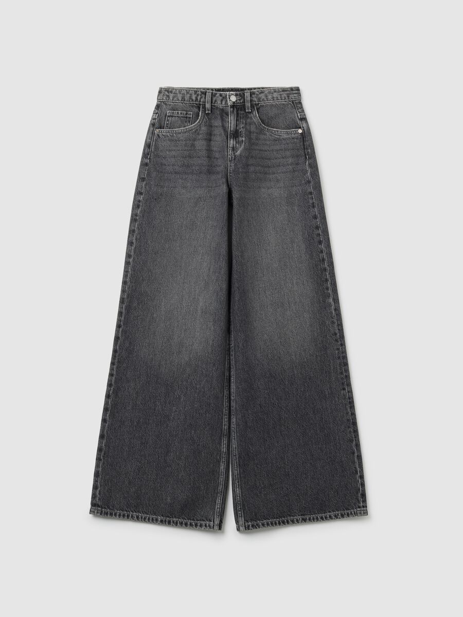 High-waisted grey wide jeans_0