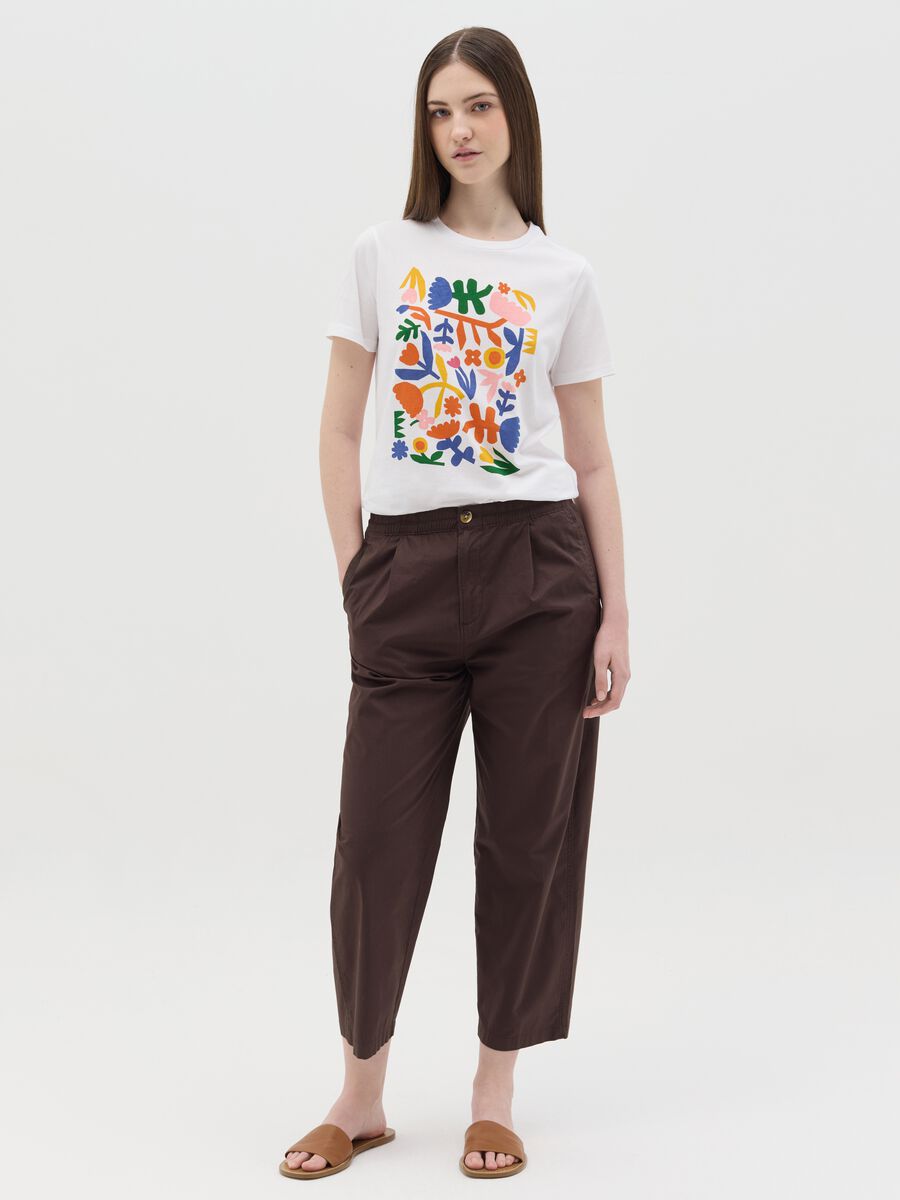 White cotton T-shirt with floral print_1