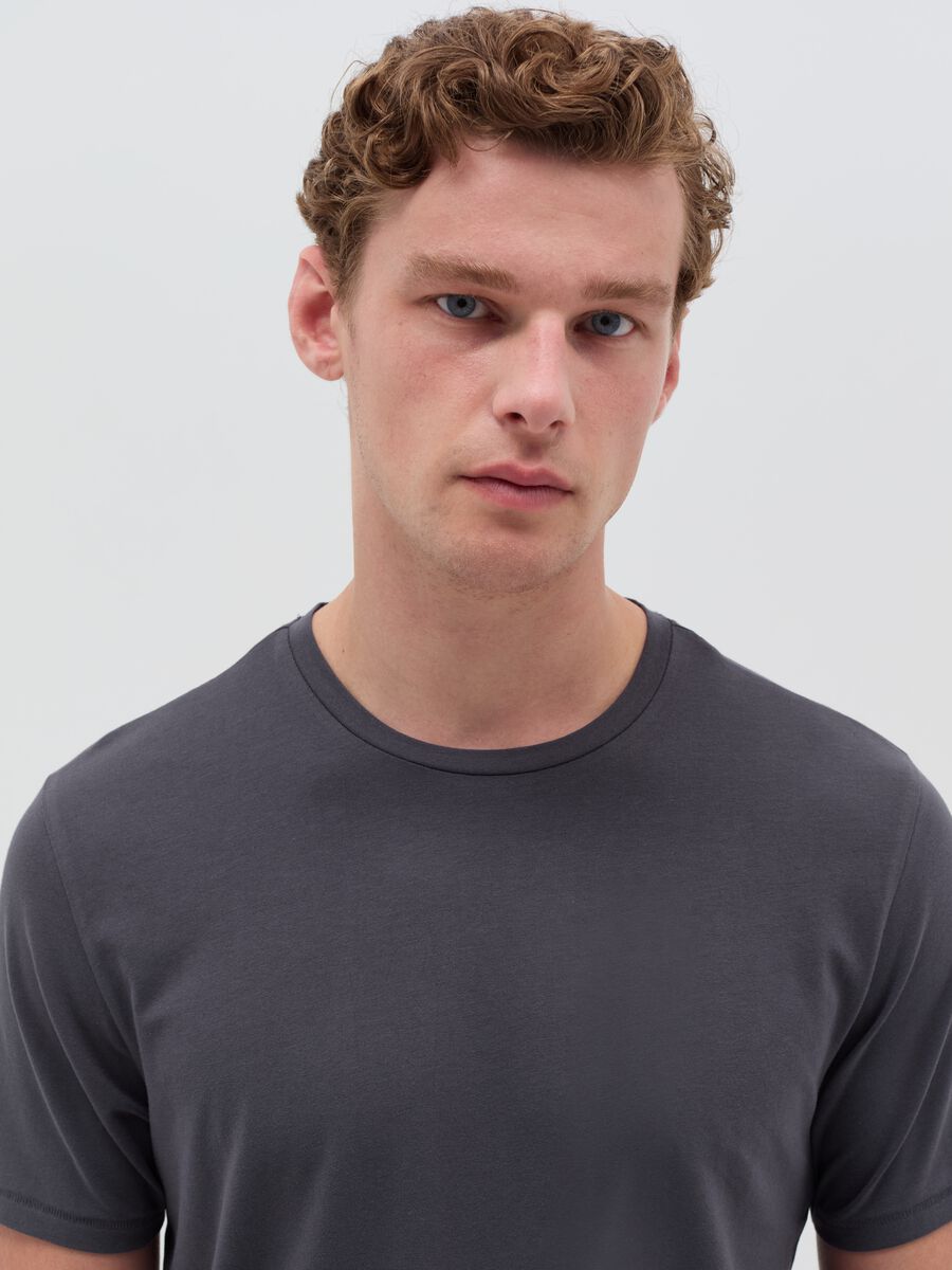 Stretch cotton T-shirt with crew-neck_3