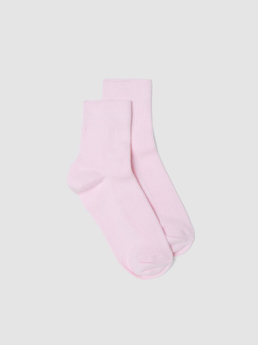 Pink ankle socks in stretch cotton_0