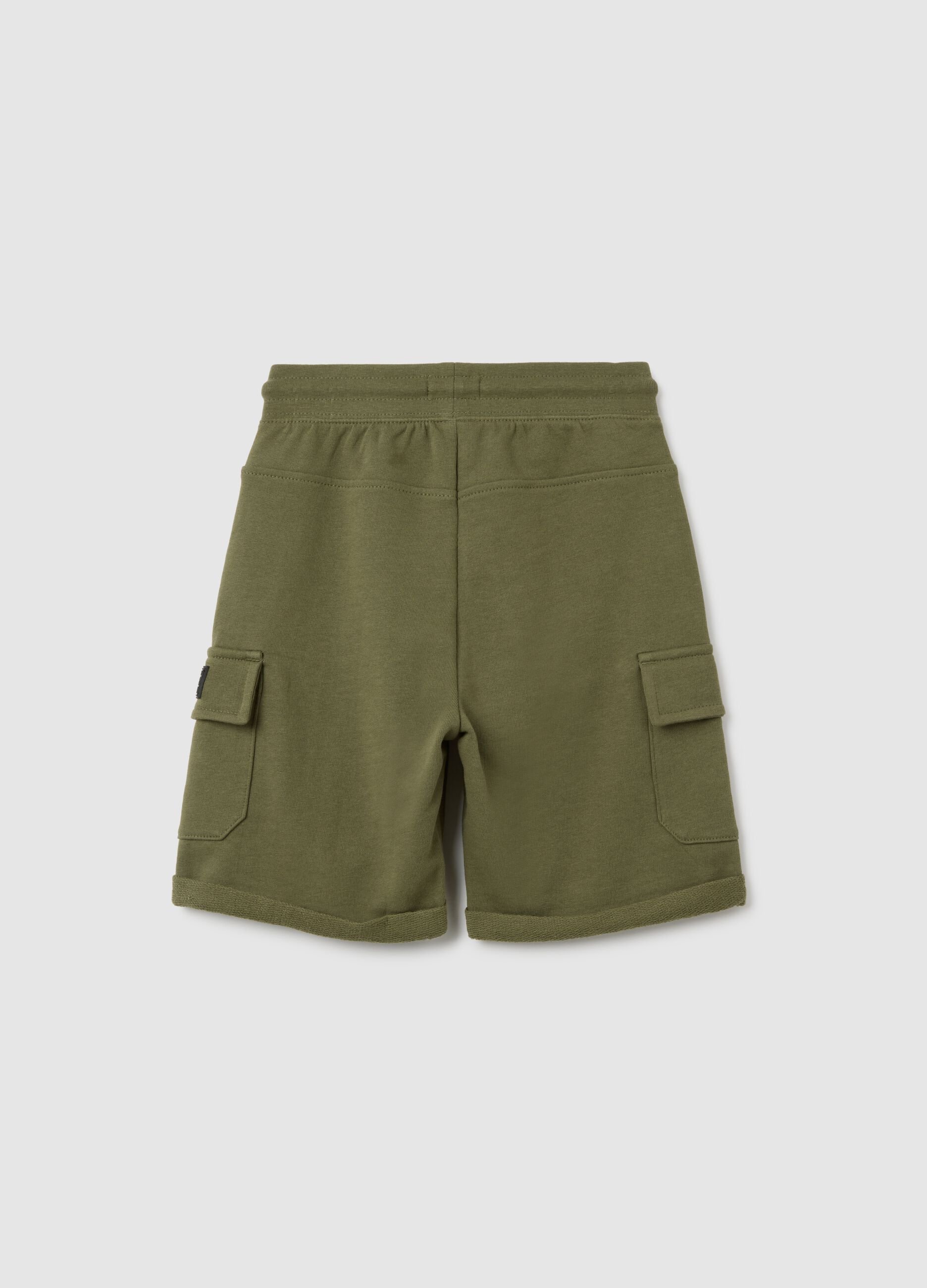 Child's green cotton regular fit Bermuda shorts