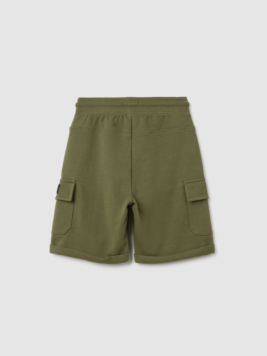 Child's green cotton regular fit Bermuda shorts_1
