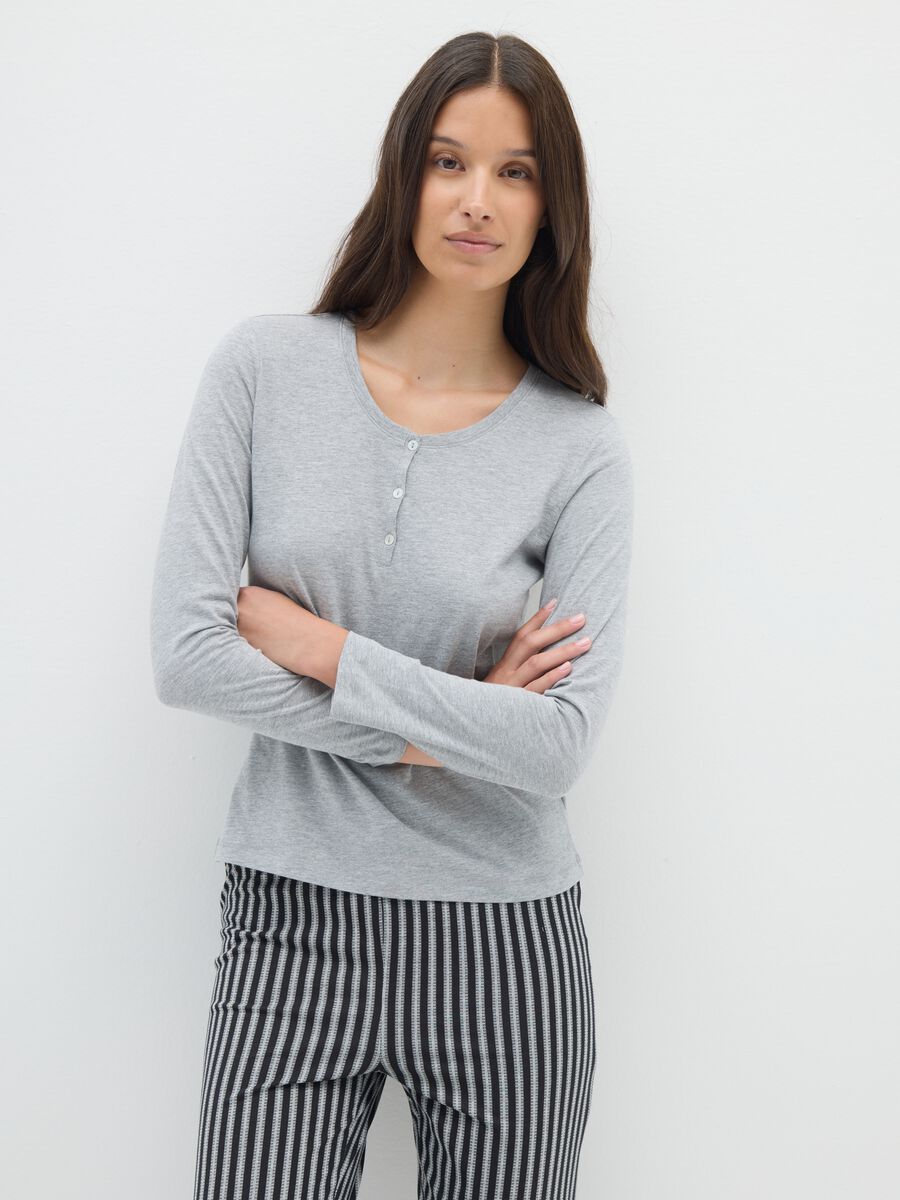 Pigiama in misto cotone a righe multicolor _1