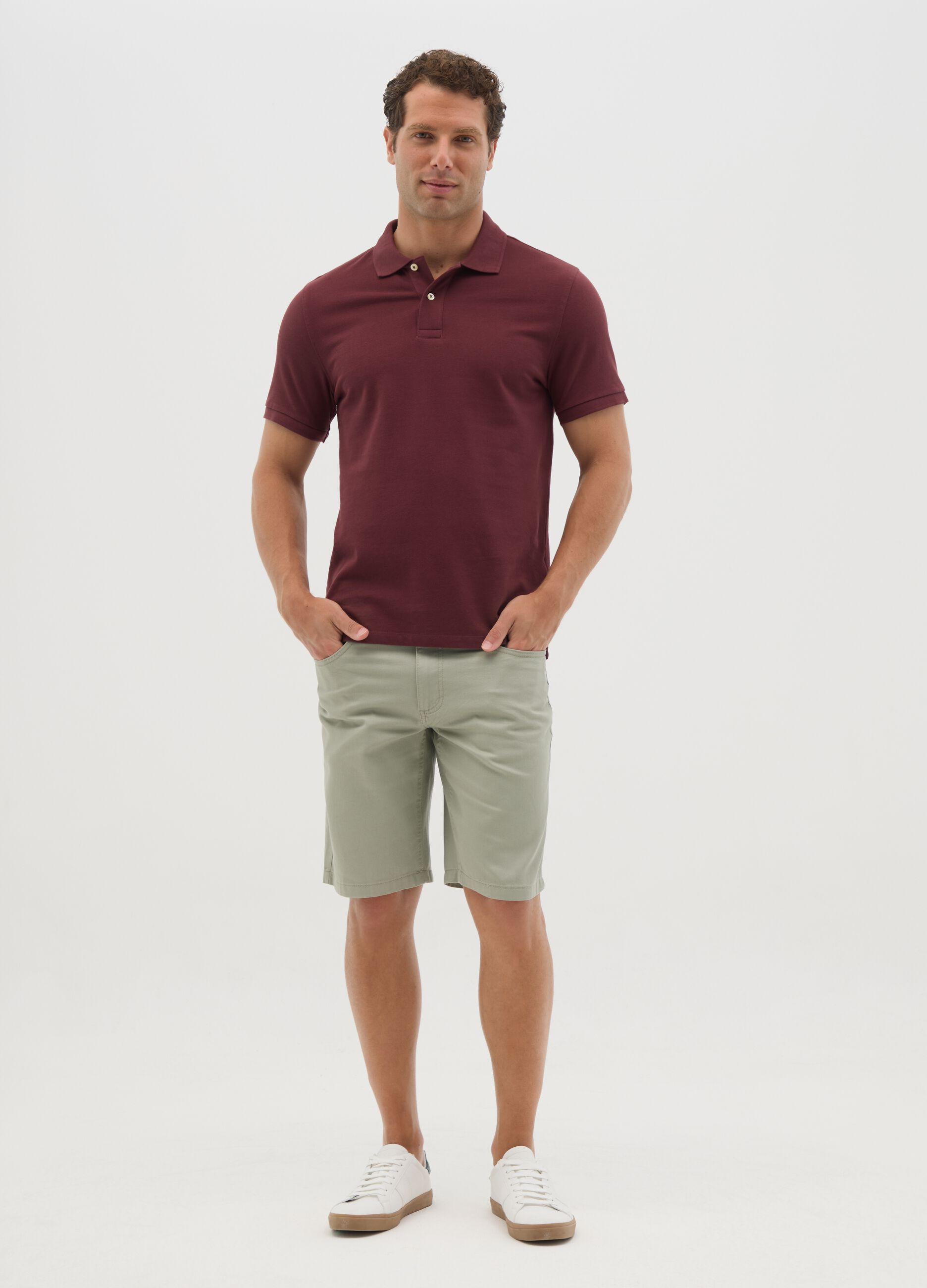 Men's green pure cotton regular fit shorts