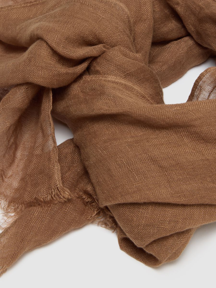 Sciarpa in puro lino marrone_1