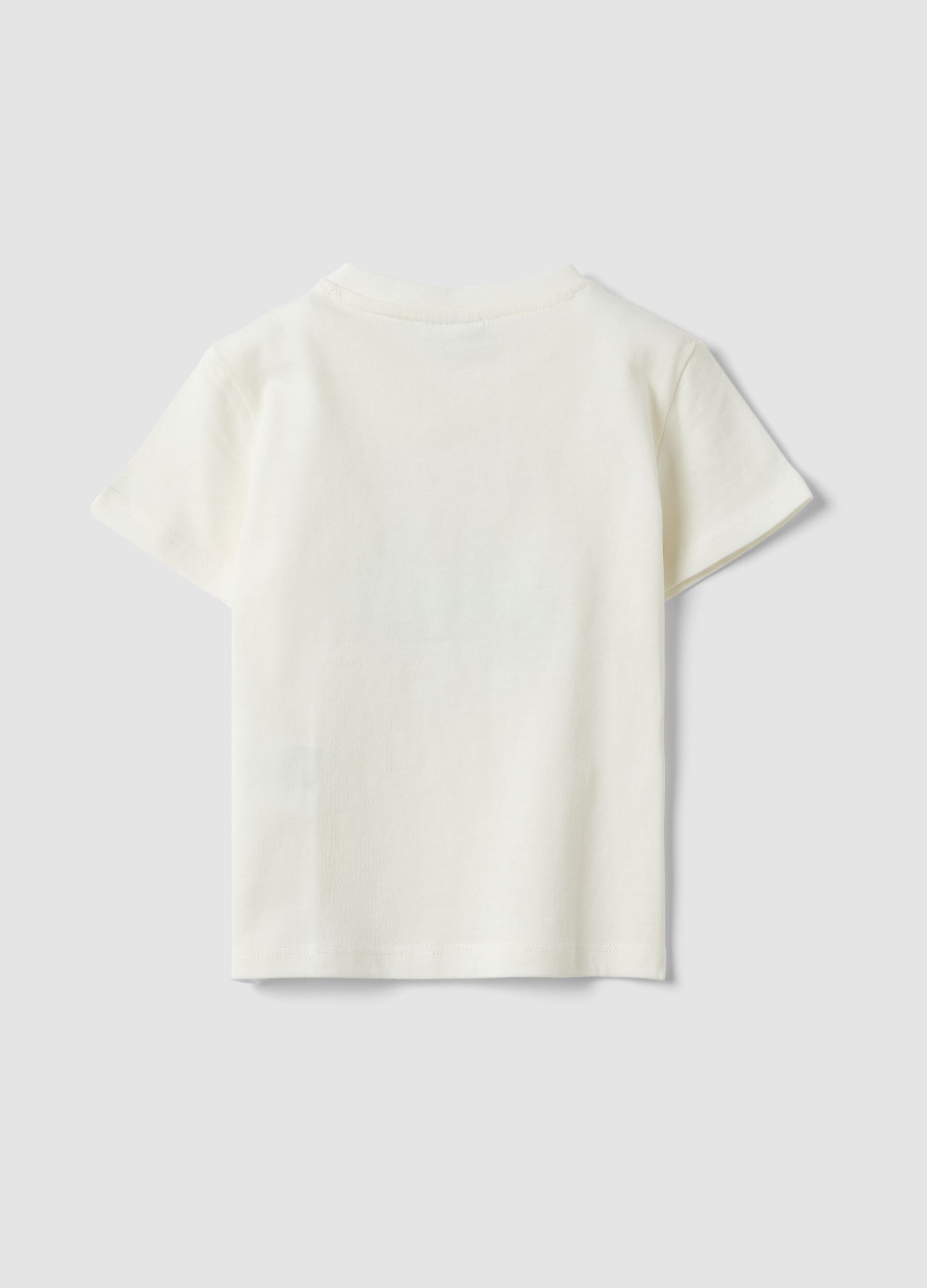White pure organic cotton T-shirt with print