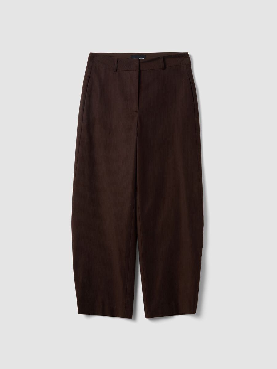 Pantaloni marroni in puro cotone barrel fit_4